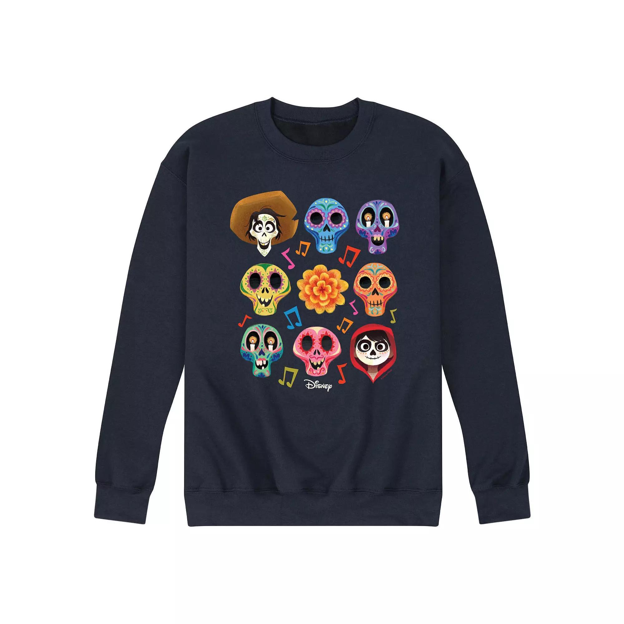 Disney / Pixars Coco Mens Character Grid Sugar Skull Fleece Sweatshirt Product Image