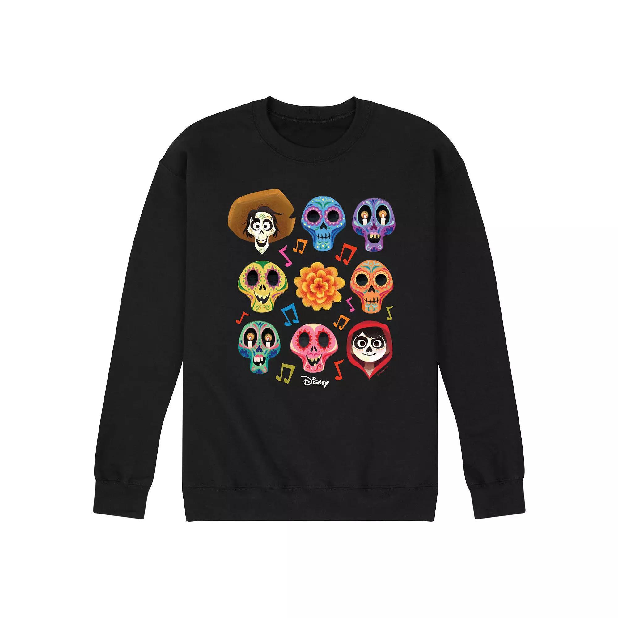 Disney / Pixars Coco Mens Character Grid Sugar Skull Fleece Sweatshirt Product Image