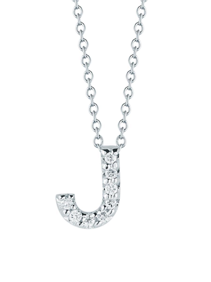 Roberto Coin 18K White Gold Initial Love Letter Pendant Necklace with Diamonds, 16 Product Image