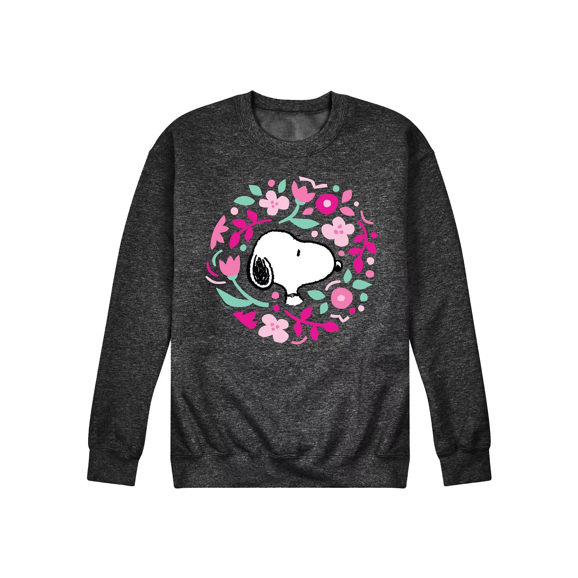 Mens Peanuts Floral Circle Sweatshirt Heather Grey Product Image