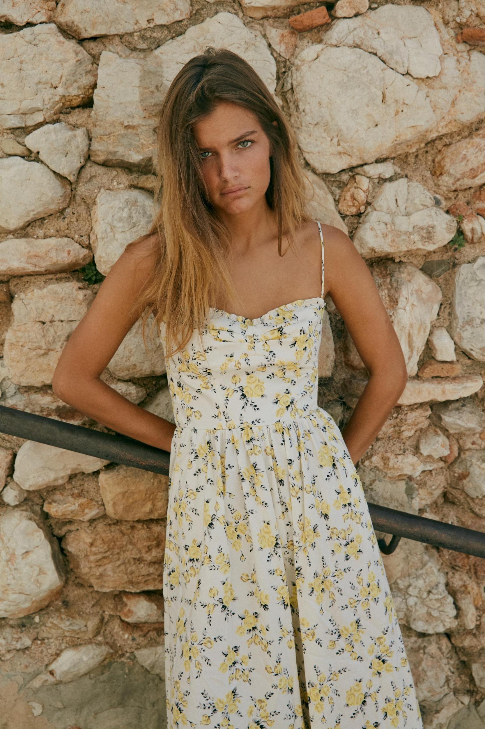 FLORAL PRINT POPLIN MIDI DRESS Product Image