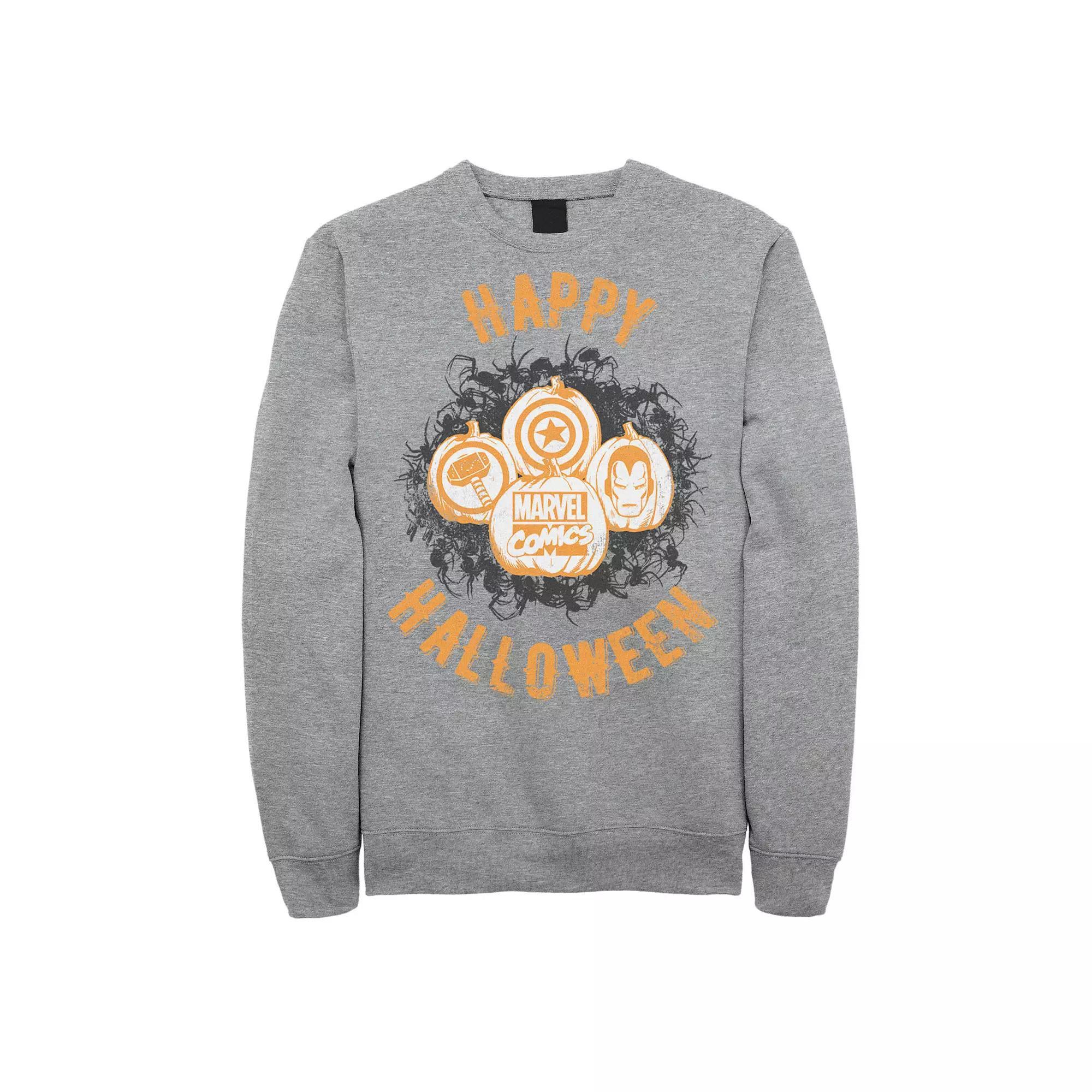 Men's Marvel Avengers Happy Halloween Pumpkins Sweatshirt, Size: XL, Athletic Grey Product Image