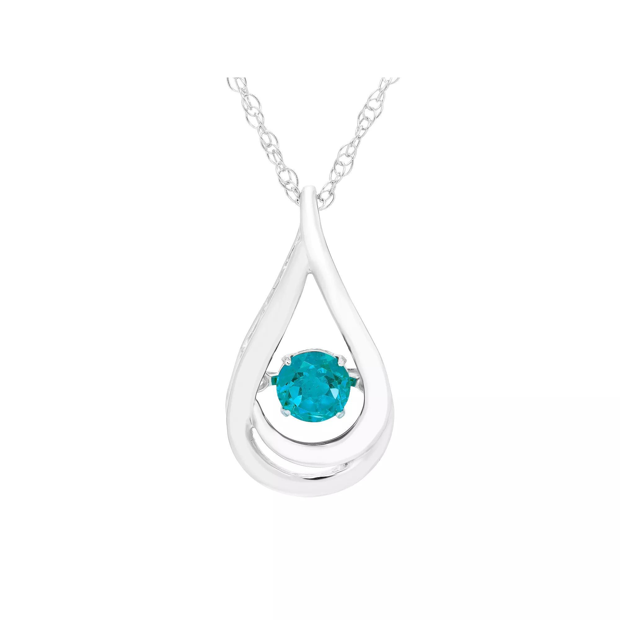 Boston Bay Diamonds Sterling Silver Brilliance-in-Motion Blue Topaz Teardrop Pendant Necklace, Womens Product Image