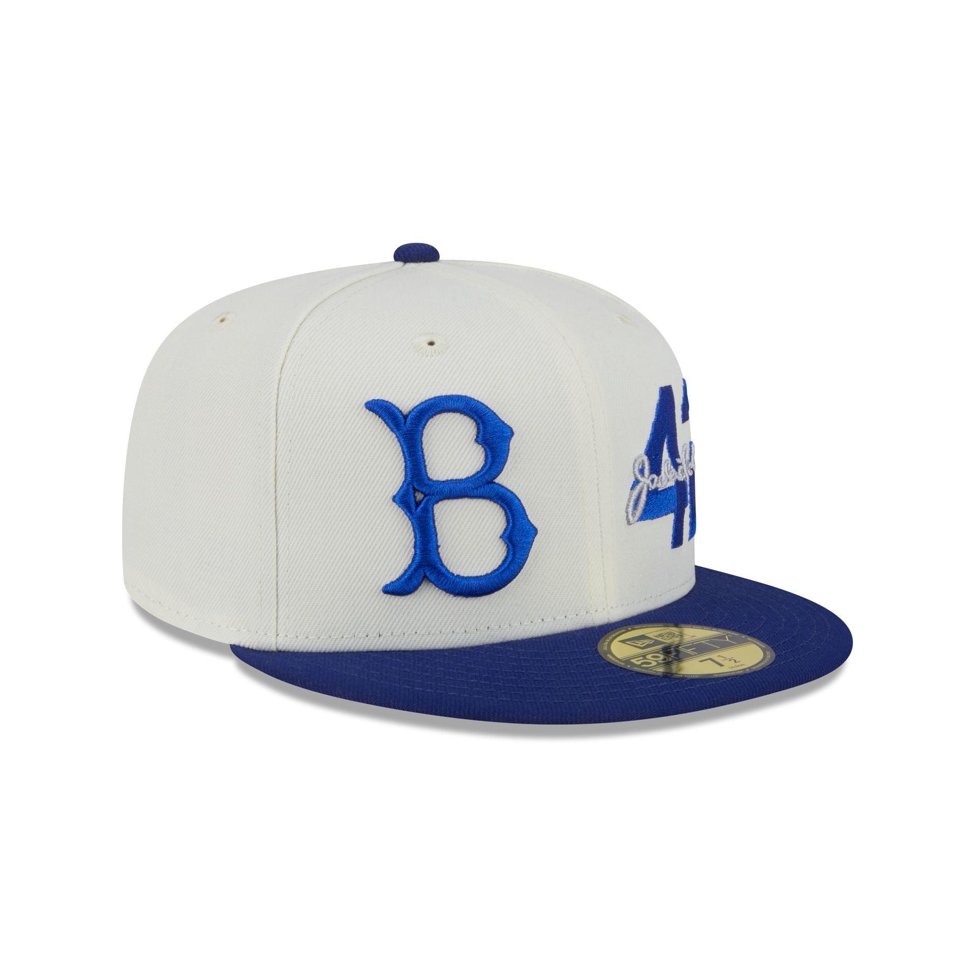 Brooklyn Dodgers Jackie Robinson Chrome White 59FIFTY Fitted Hat Male Product Image