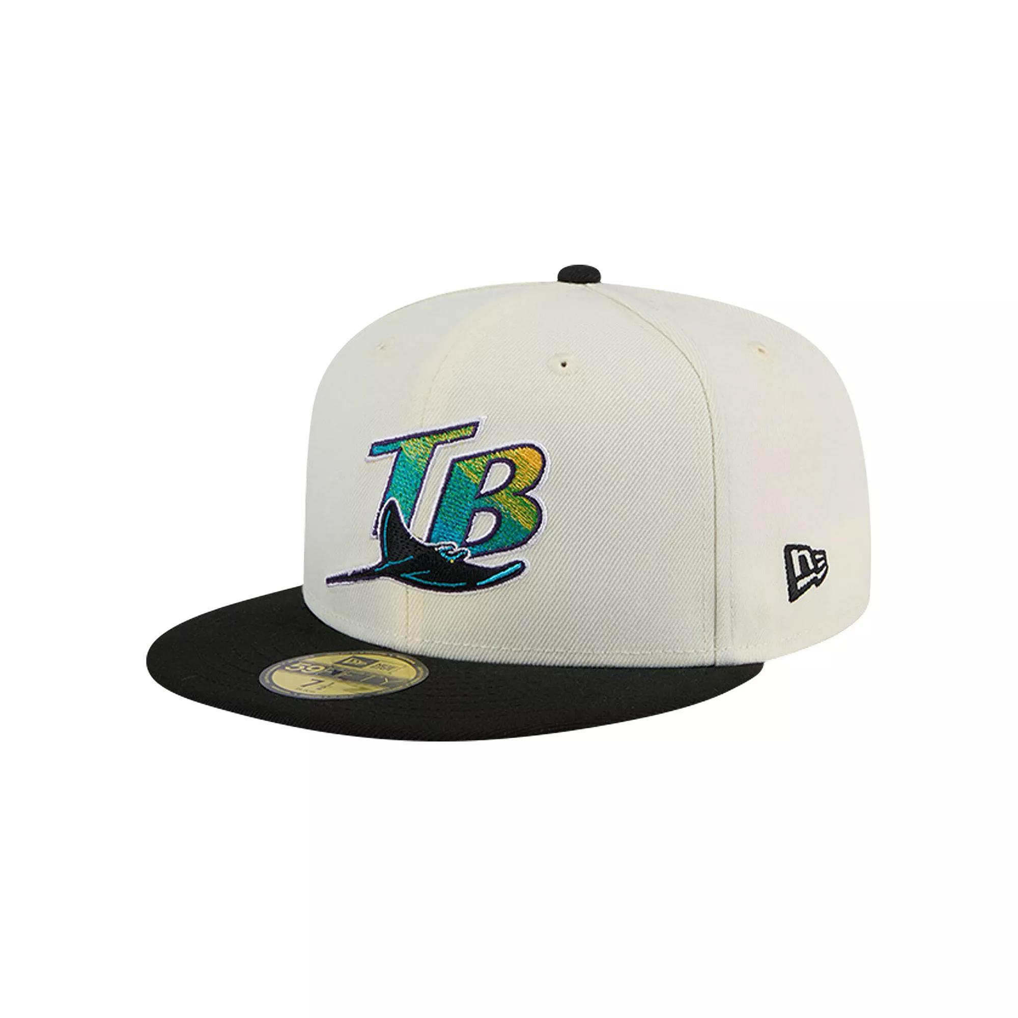 Men's New Era Cream Tampa Bay Rays Cooperstown Collection Chrome 59FIFTY Fitted Hat, Size: 7 7/8, Beige Product Image