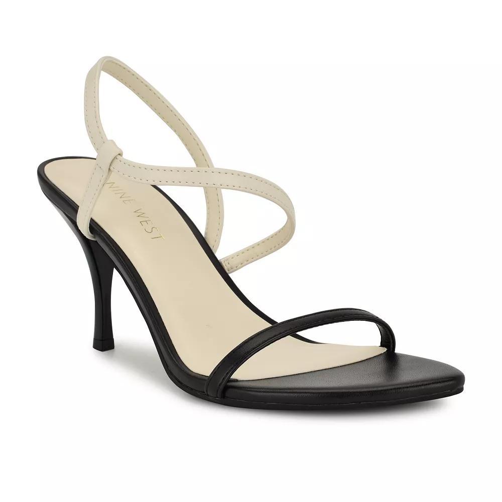 Nine West Cakely Women's Slip-On Almond Toe Heeled Dress Sandals, Size: 8, Black Cream Product Image
