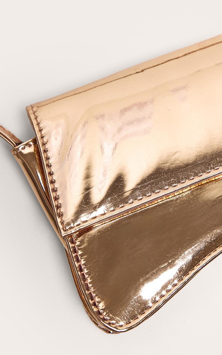 Gold PU Flap Over Baguette Shoulder Bag Product Image