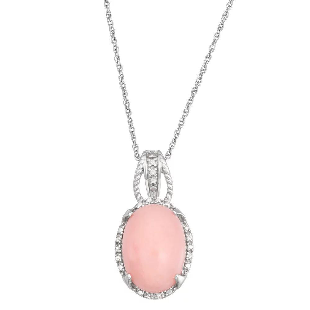 Jewelexcess Pink Opal & Diamond Accent Sterling Silver Pendant Necklace, Women's, Size: 18" Product Image