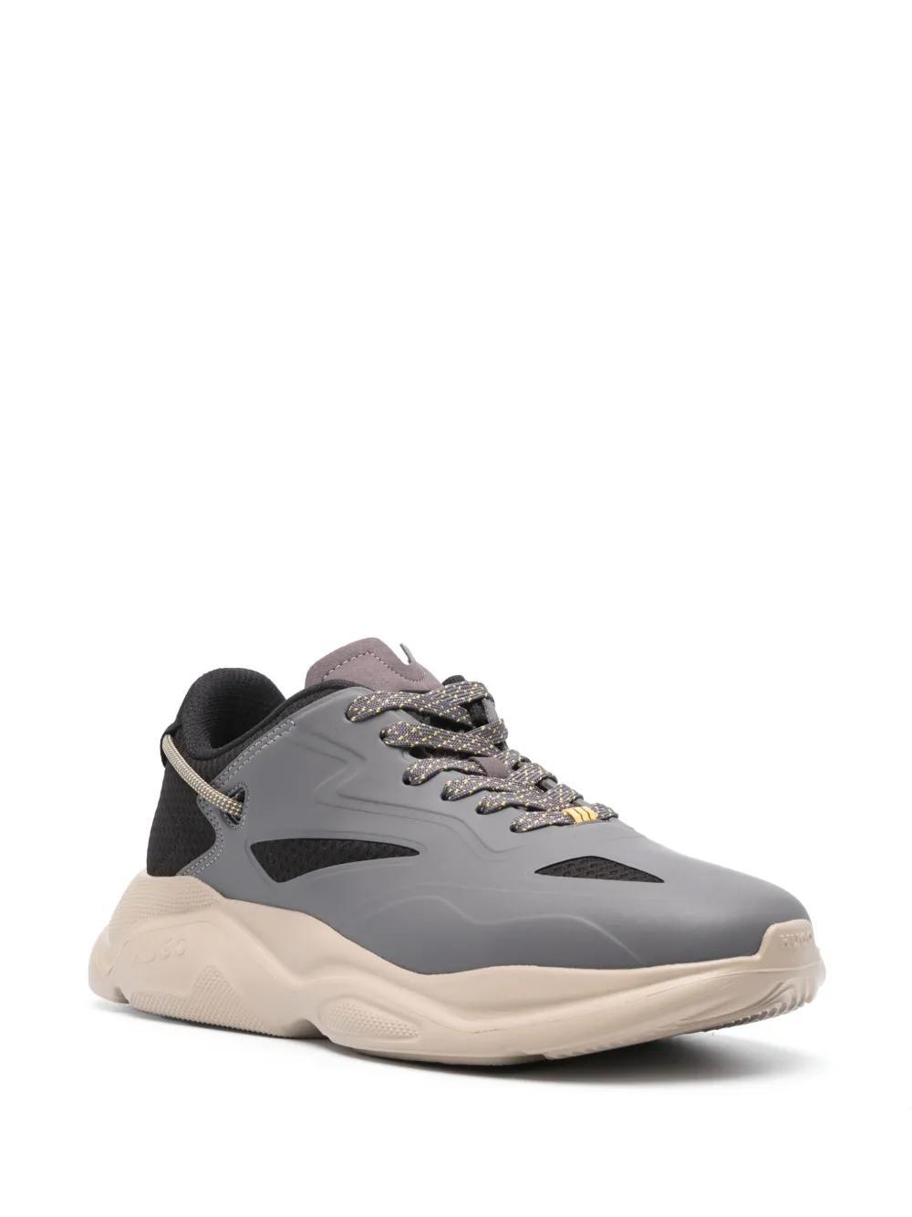 HUGO BOSS Logo-embossed Panelled Sneakers In Grey Product Image
