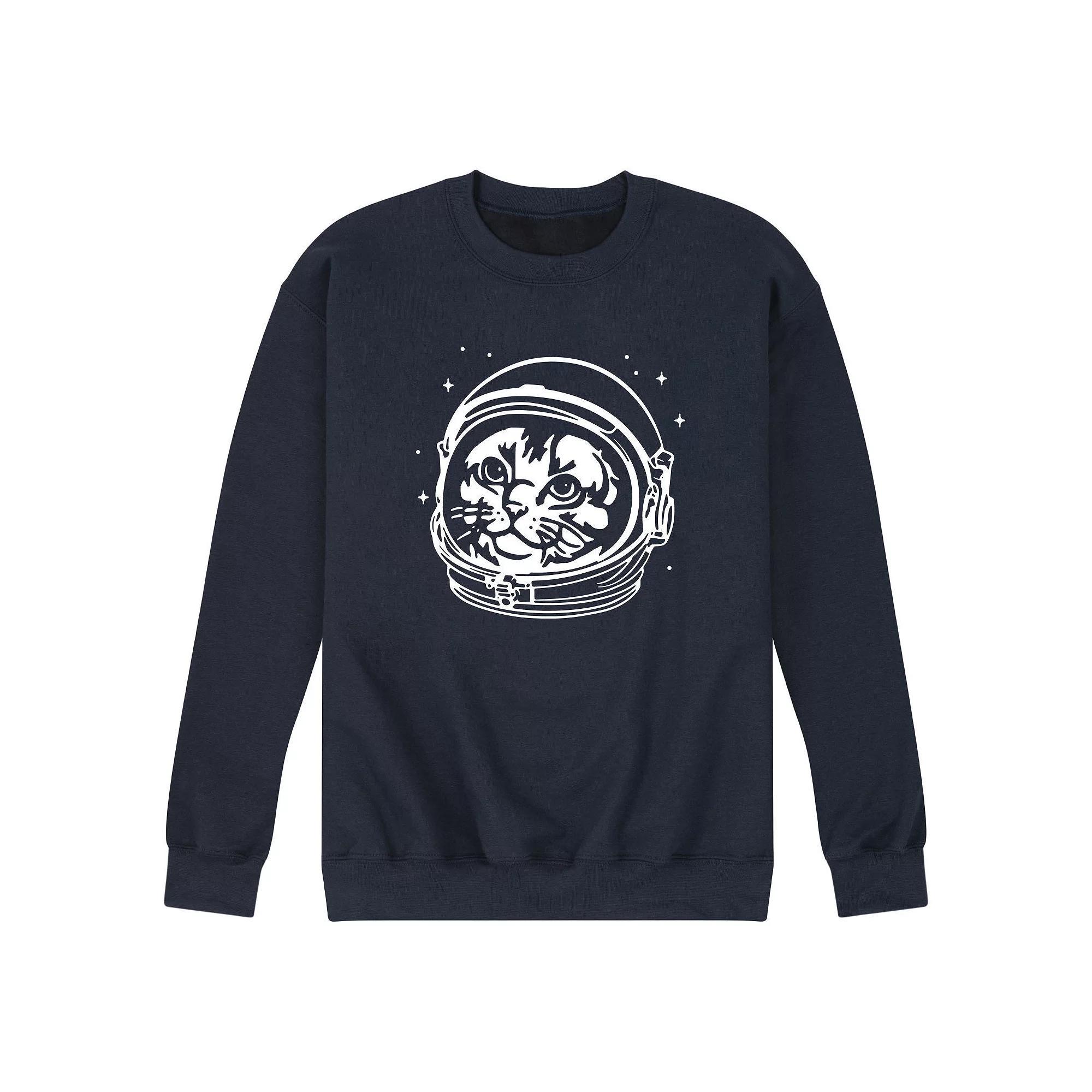 Mens Cat Astronaut Sweatshirt Blue Product Image