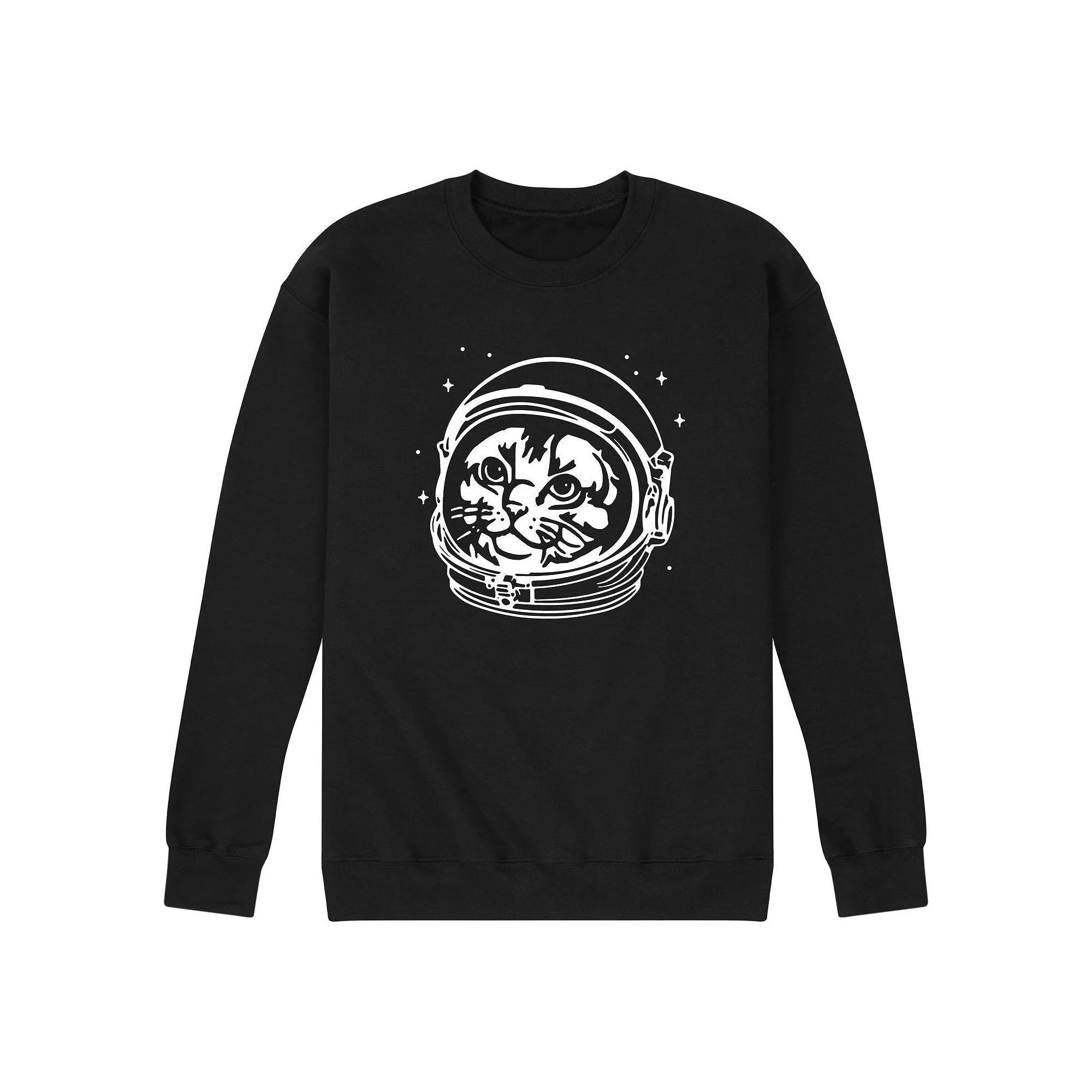 Mens Cat Astronaut Sweatshirt Blue Product Image