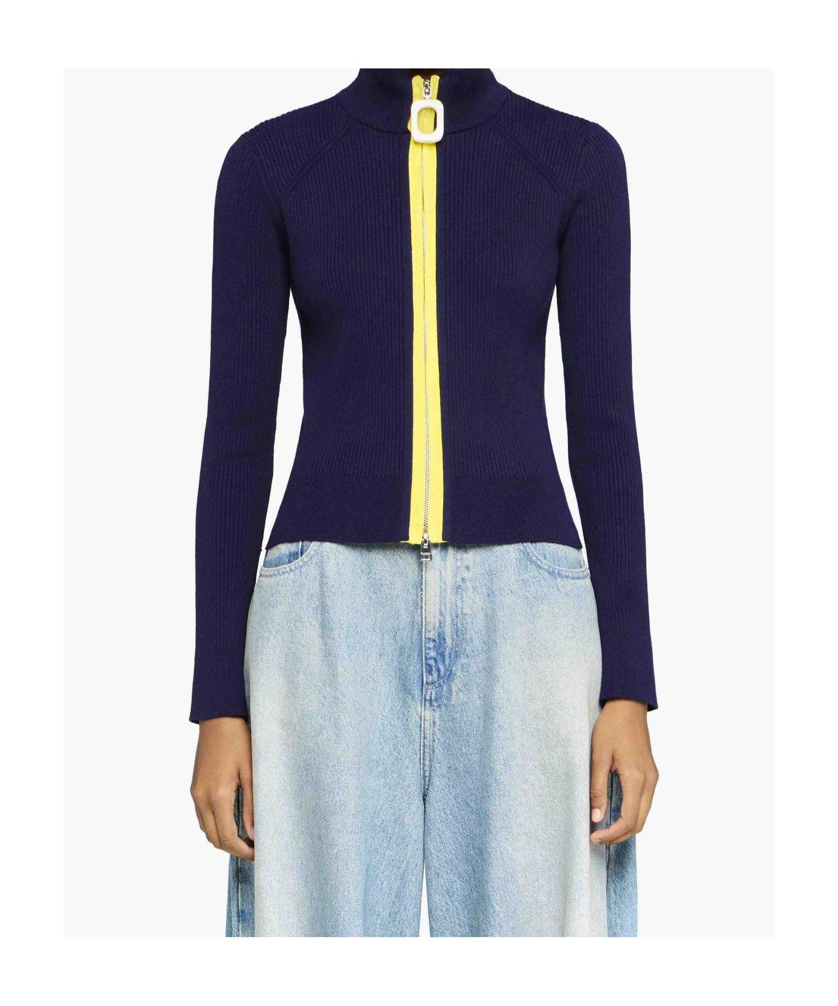 JW ANDERSON Fitted Zip Up Cardigan In Blue Product Image