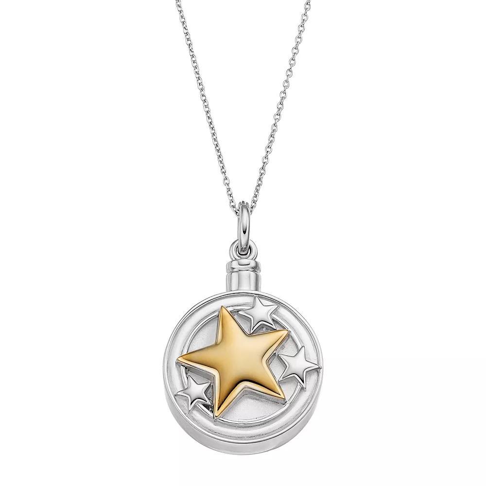 Sentimental Expressions Two Tone Sterling Silver Star Rememberance Ash Holder Necklace, Women's, Size: 18", Grey Product Image