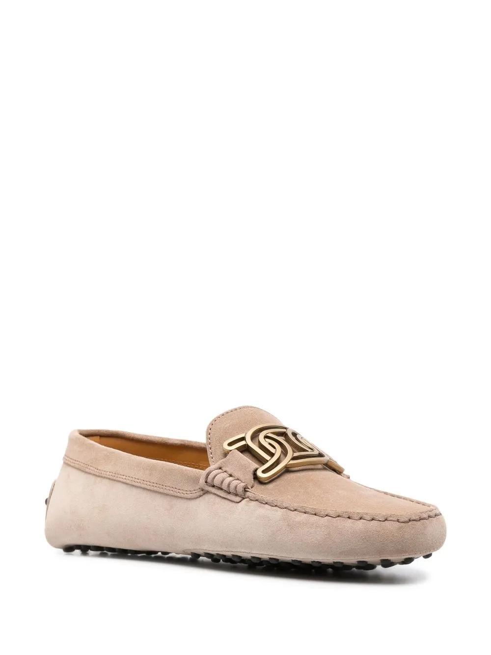 TOD'S Logo Gommino Suede Loafers In Neutrals Product Image
