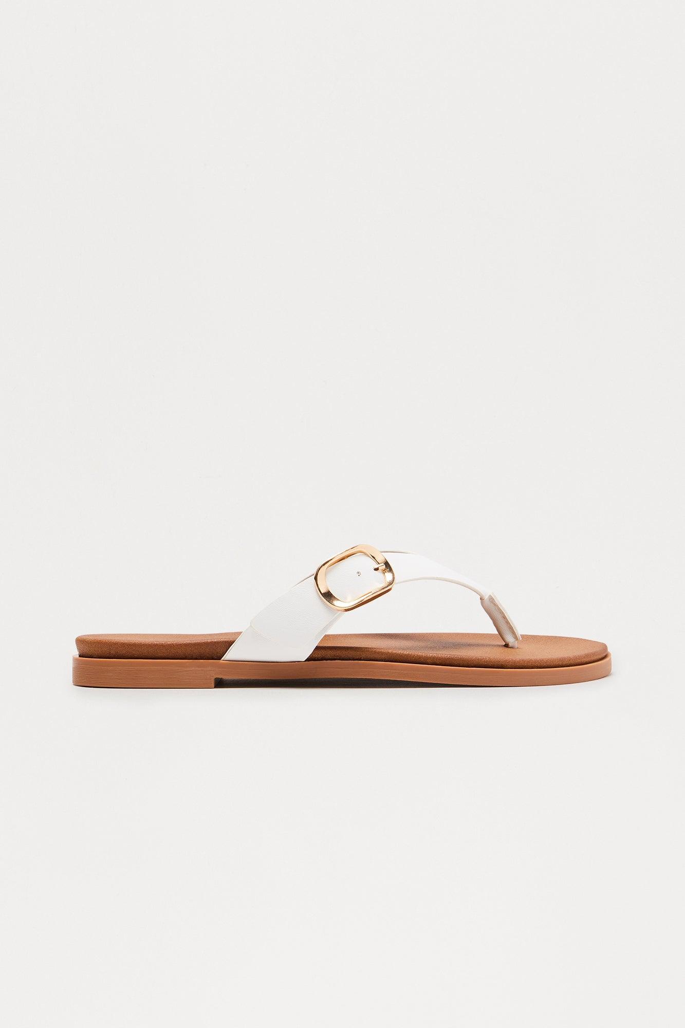 Dott Buckle Flip Flops - White Product Image