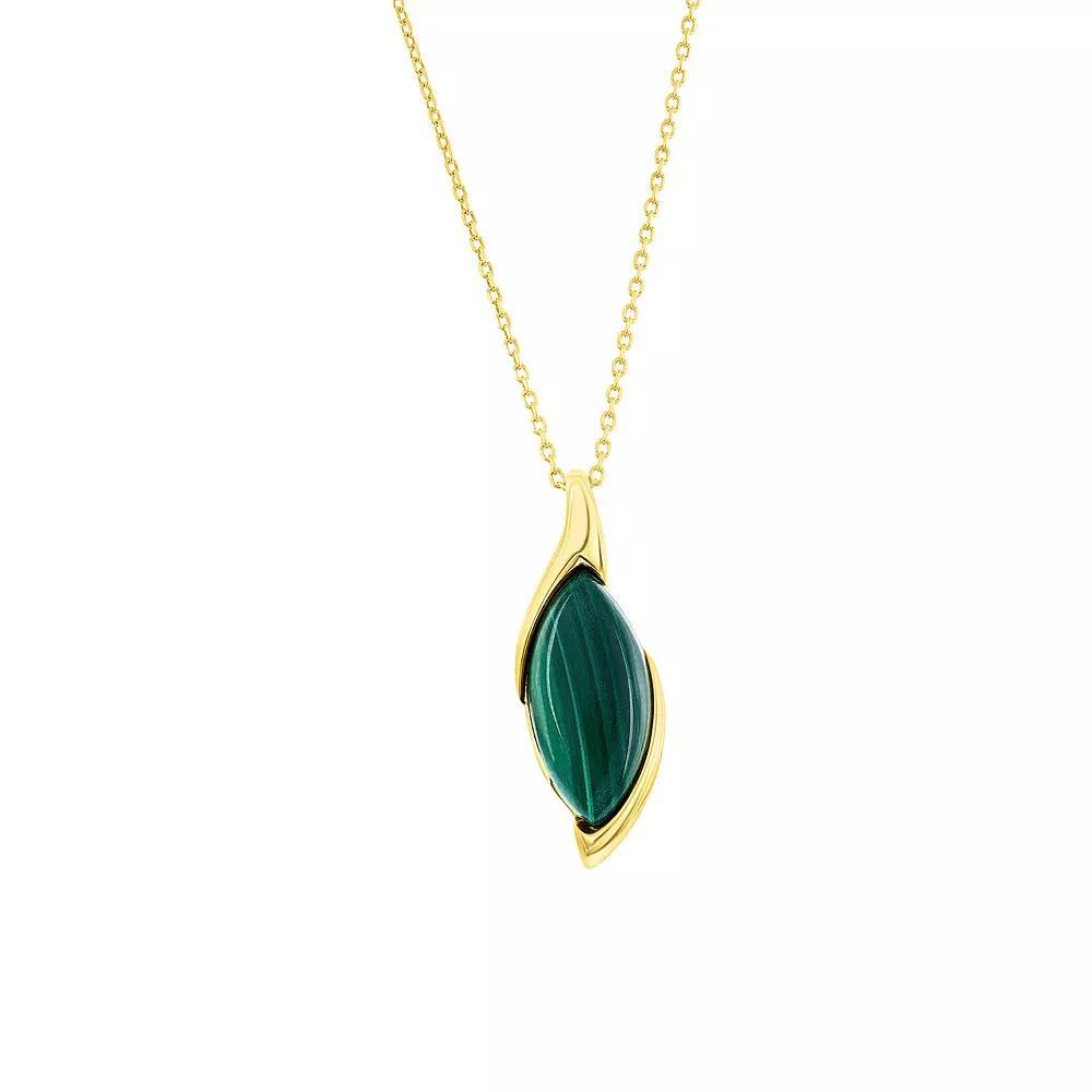 Nautica Rocks Gold Over Silver Marquise Malachite Pendant Necklace, Women's, Size: 18", Gold Tone Product Image
