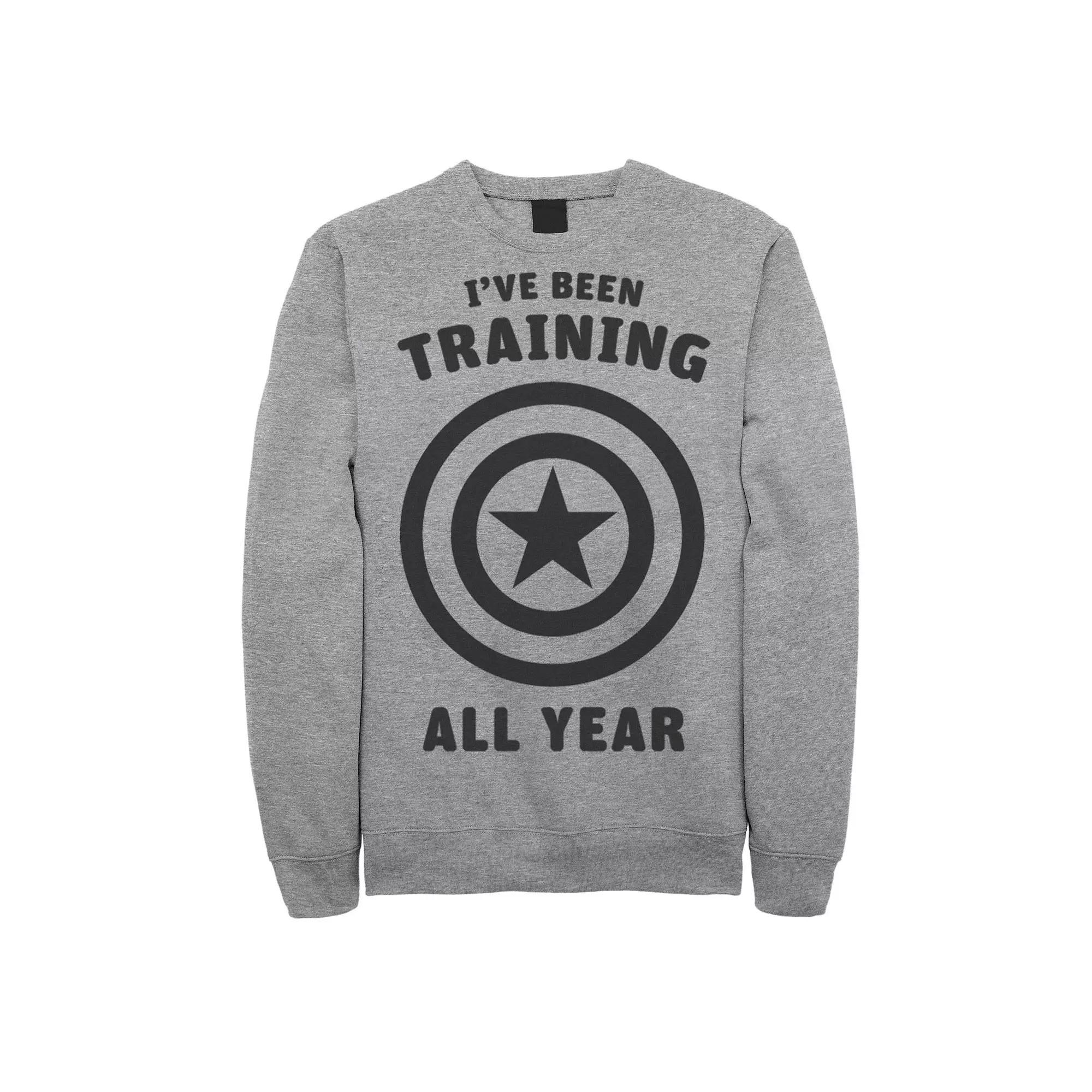 Men's Marvel Avengers Captain America Training All Year Logo Sweatshirt, Size: Small, Athletic Grey Product Image