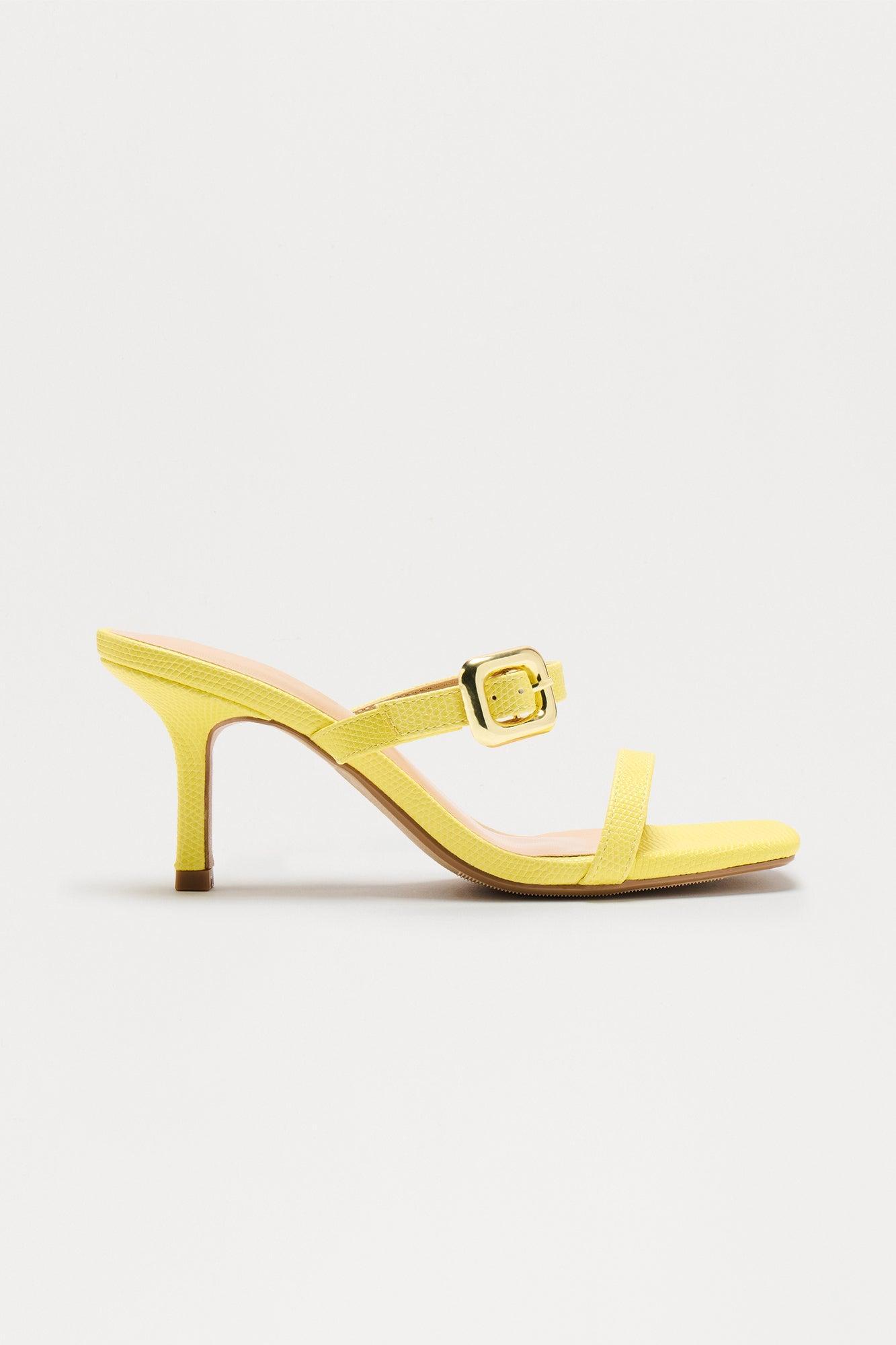 Claude Buckle Mules - Yellow Product Image