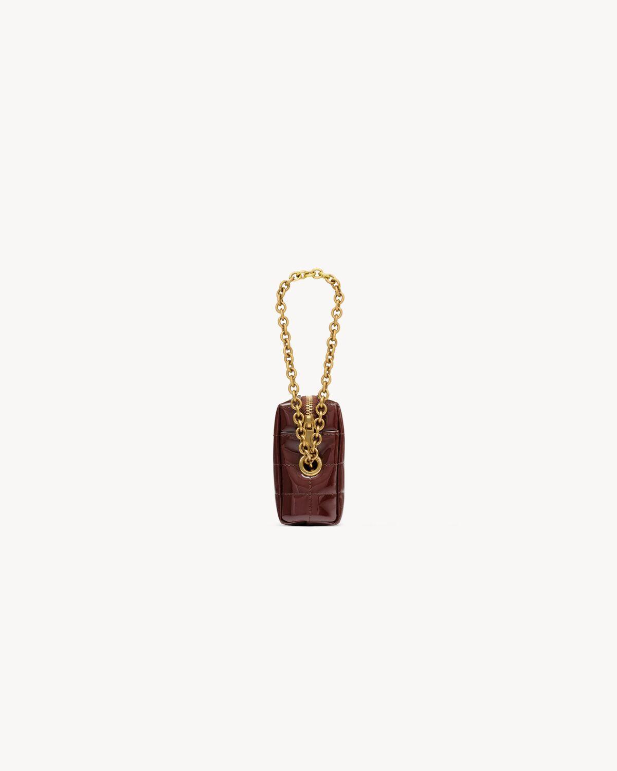 CASSANDRE MATELASSÉ CARRÉ pouch on chain in shiny canvas | Saint Laurent | YSL.com Product Image