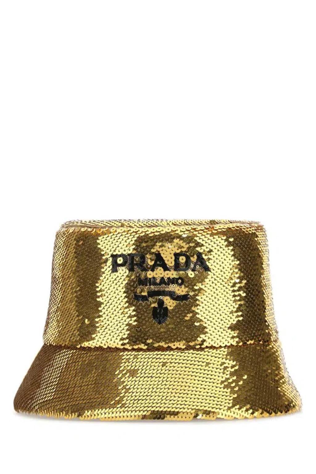 PRADA Hats And Headbands In Gold Product Image
