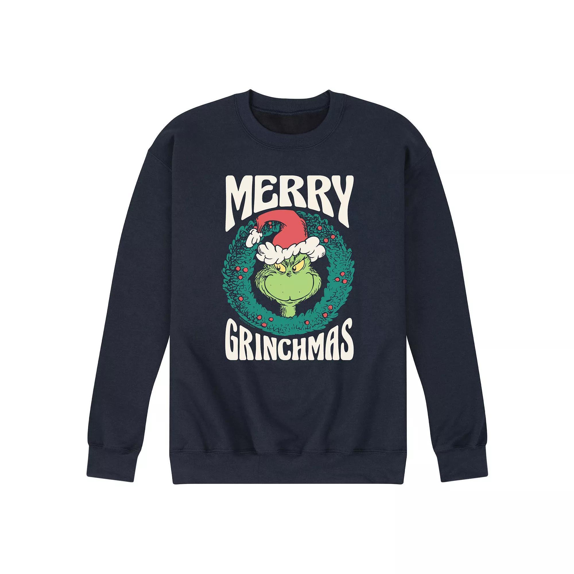 Men's Dr. Seuss The Grinch Merry Christmas Fleece Sweatshirt, Size: XL, Blue Product Image