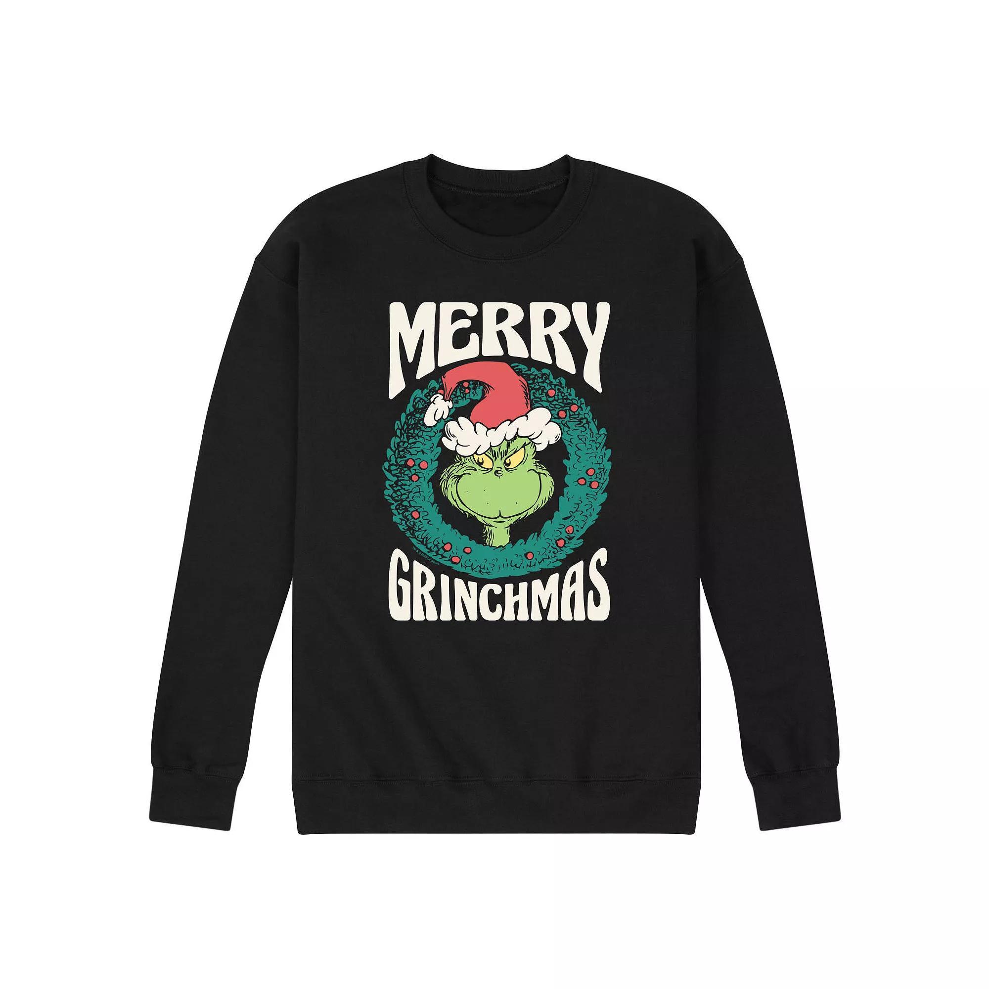 Men's Dr. Seuss The Grinch Merry Christmas Fleece Sweatshirt, Size: XL, Blue Product Image