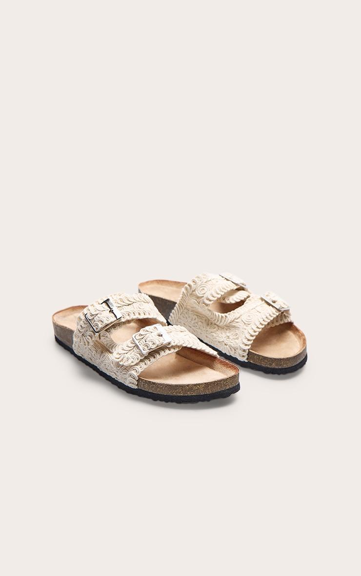 Beige Crochet Knit Footbed Sandals Product Image