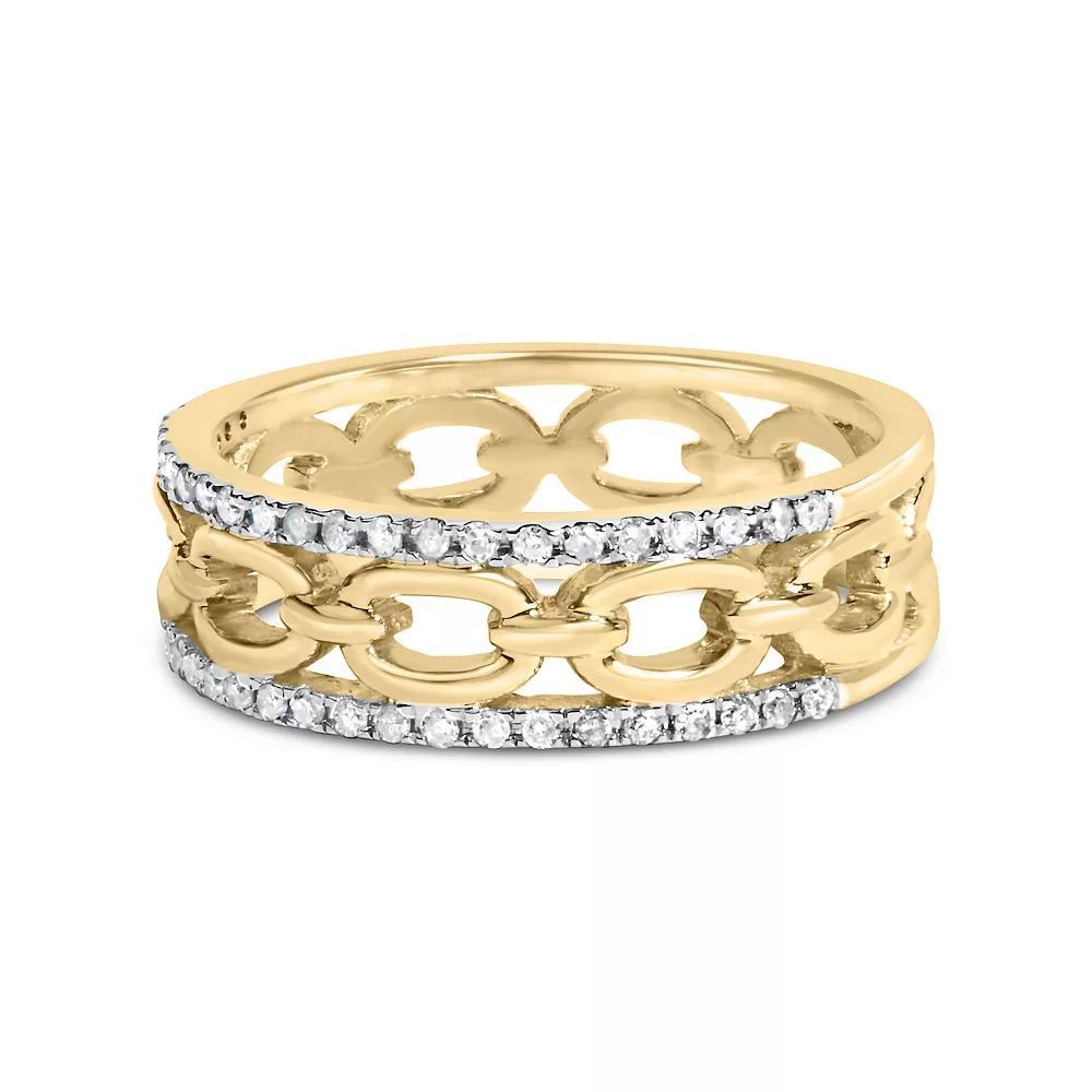 Haus of Brilliance 10k Gold 1/5 Carat T.W. Diamond Chain Link Cutout Band Ring, Women's, Size: 8 Product Image