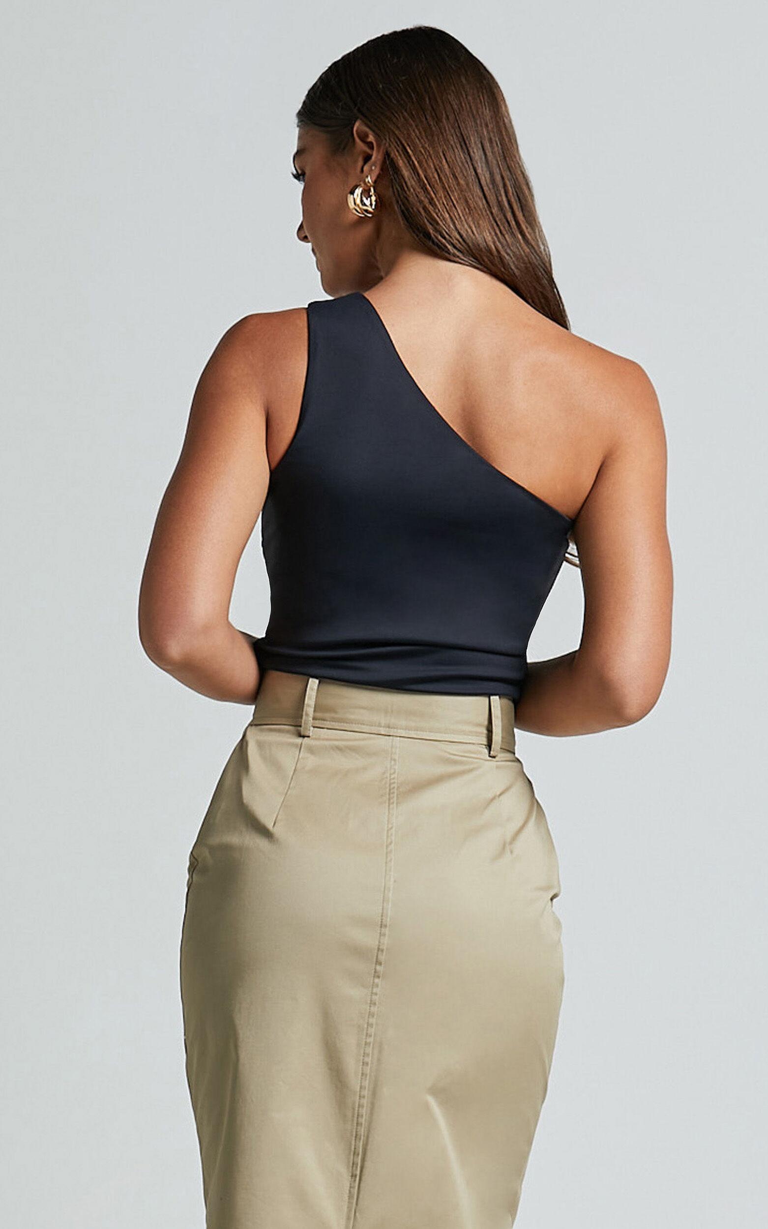 Karel Top - One Shoulder Sleeveless Top in Black Product Image