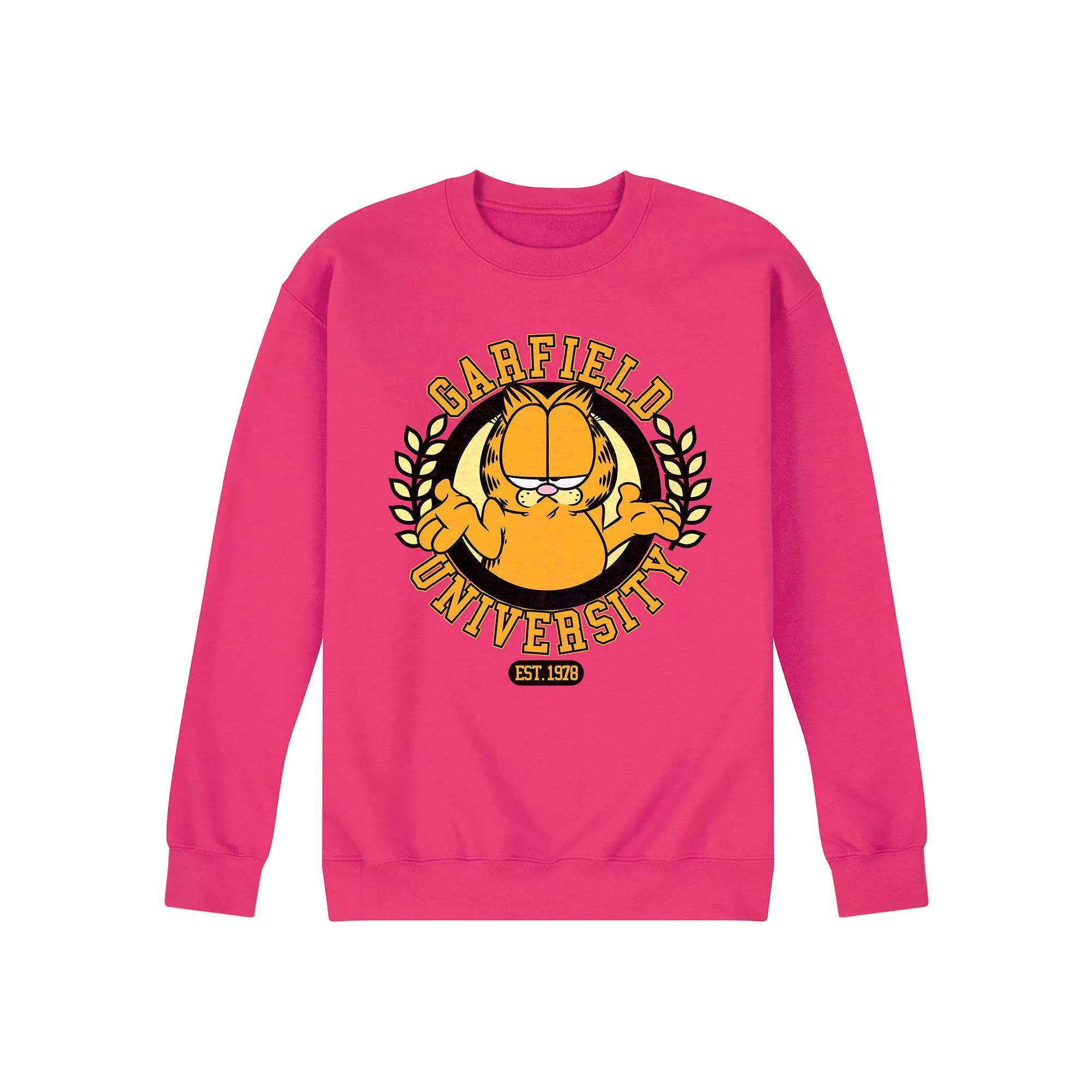 Mens Garfield University Fleece Sweatshirt Pink Product Image