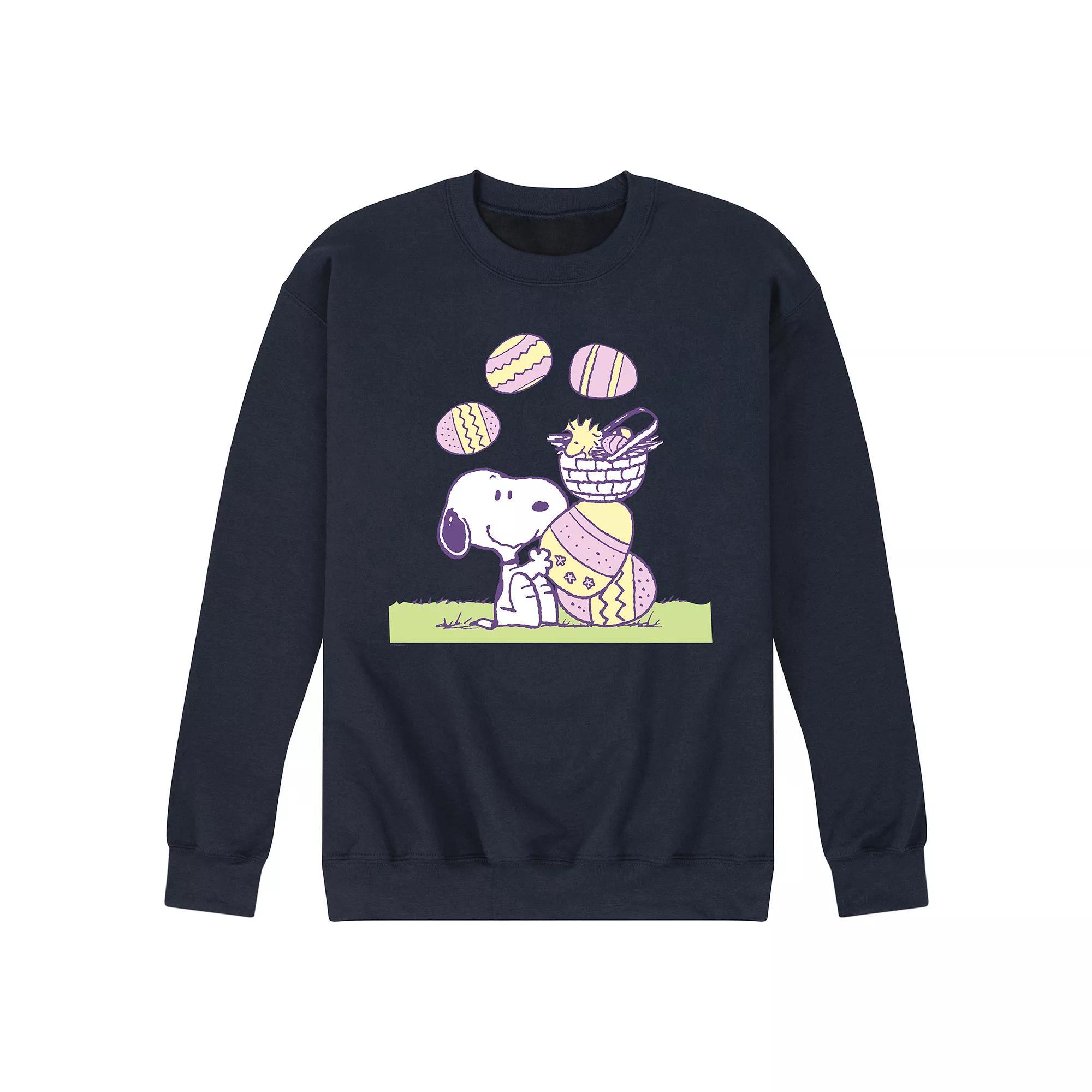 Mens Peanuts Easter Comic Fleece Sweatshirt Pink Product Image