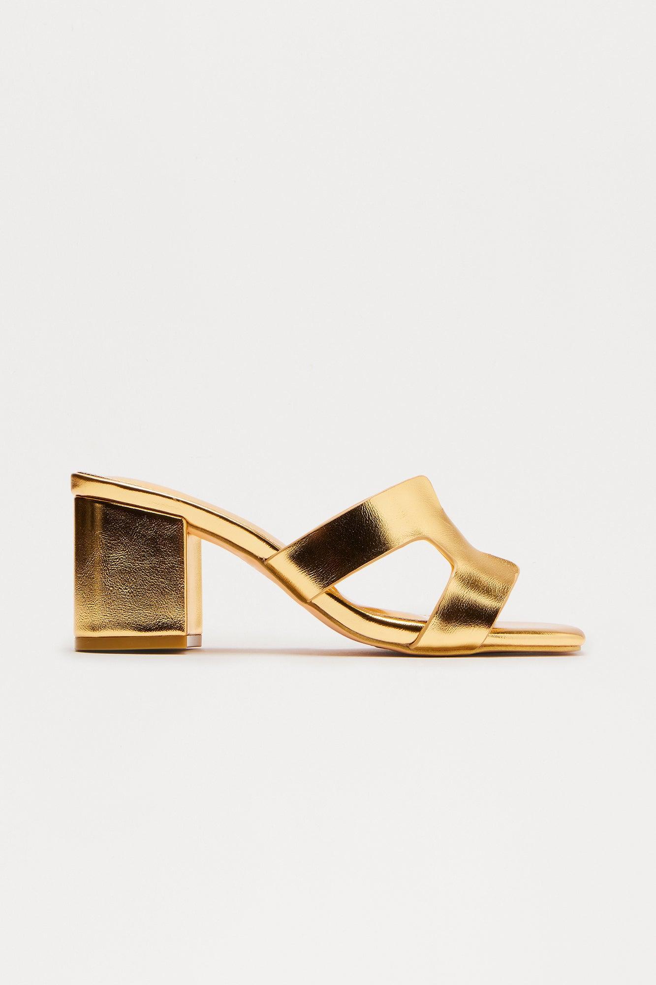Hermosa Block Heel Mules - Gold Product Image