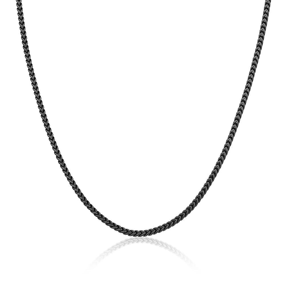 Mens LYNX Stainless Steel Franco Chain Necklace Black Tone Product Image