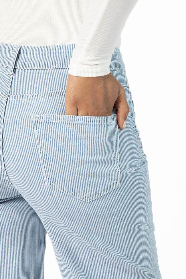 Sutton Striped Wide Leg Patch Pocket Jeans SALE Product Image