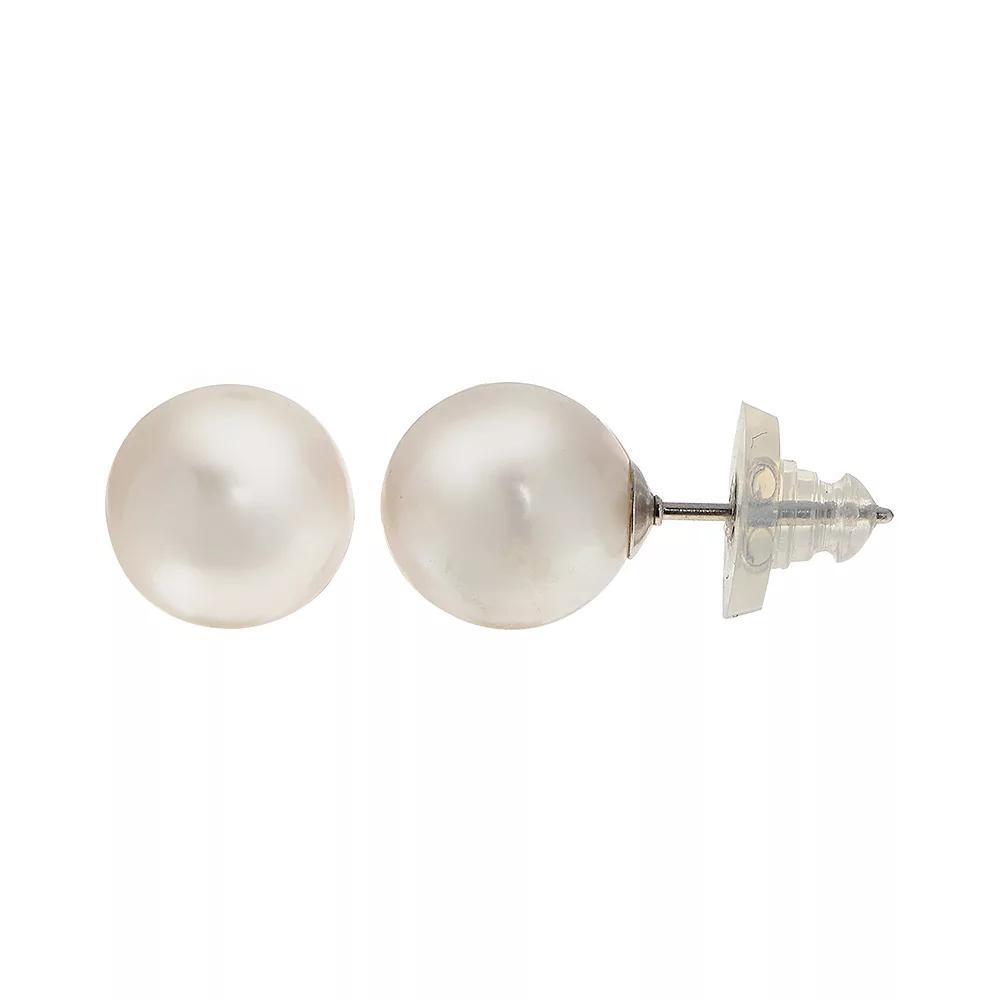 Sterling Silver Freshwater Cultured Pearl Stud Earrings, Womens Product Image