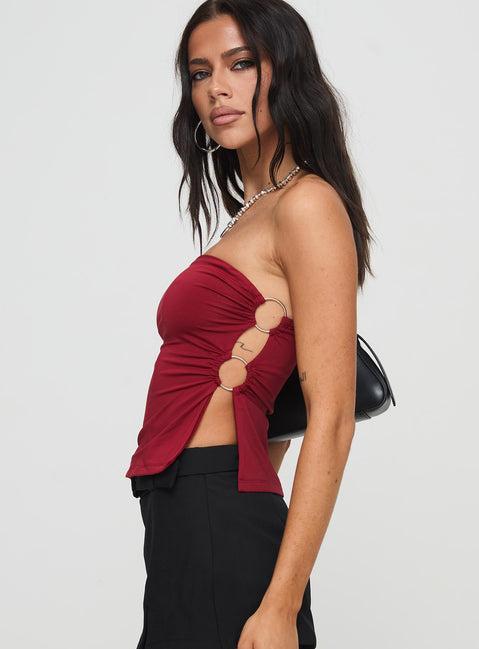 Round The World Strapless Top Burgundy Product Image