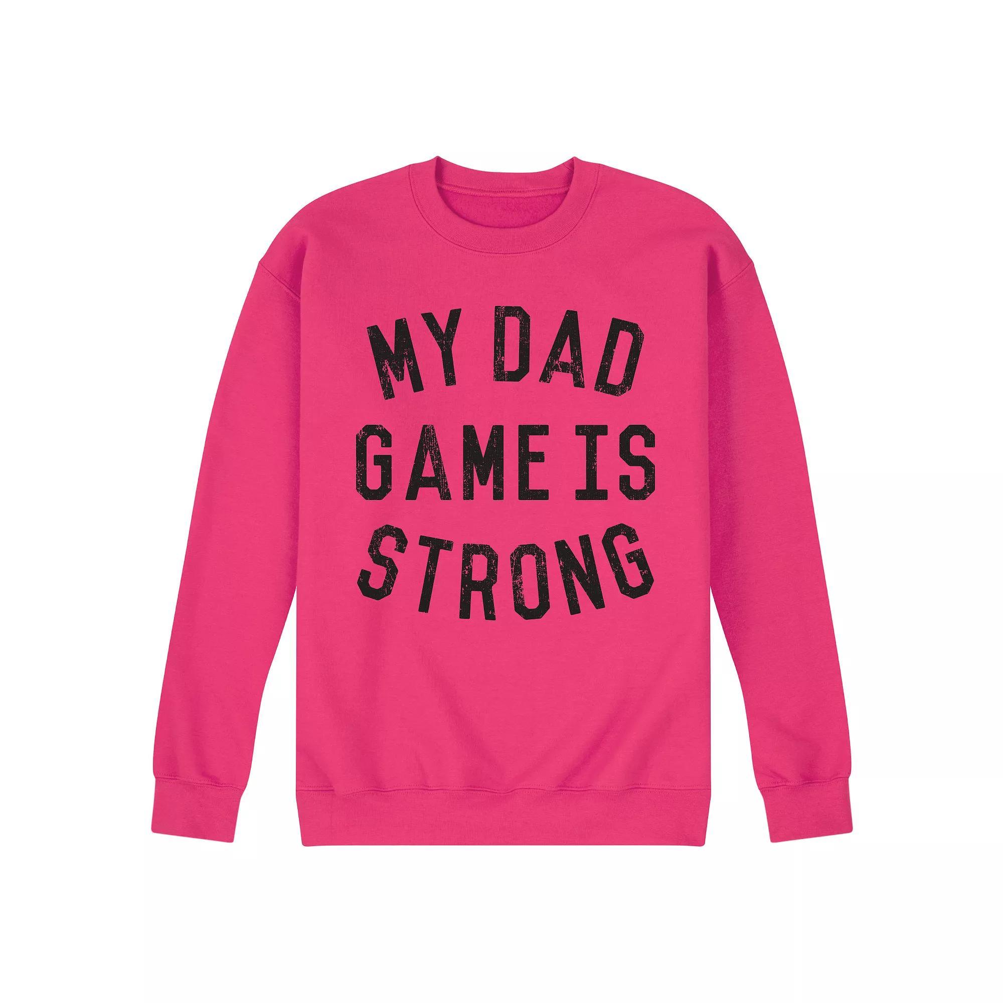 Mens Dad Game Is Strong Fleece Sweatshirt Pink Product Image