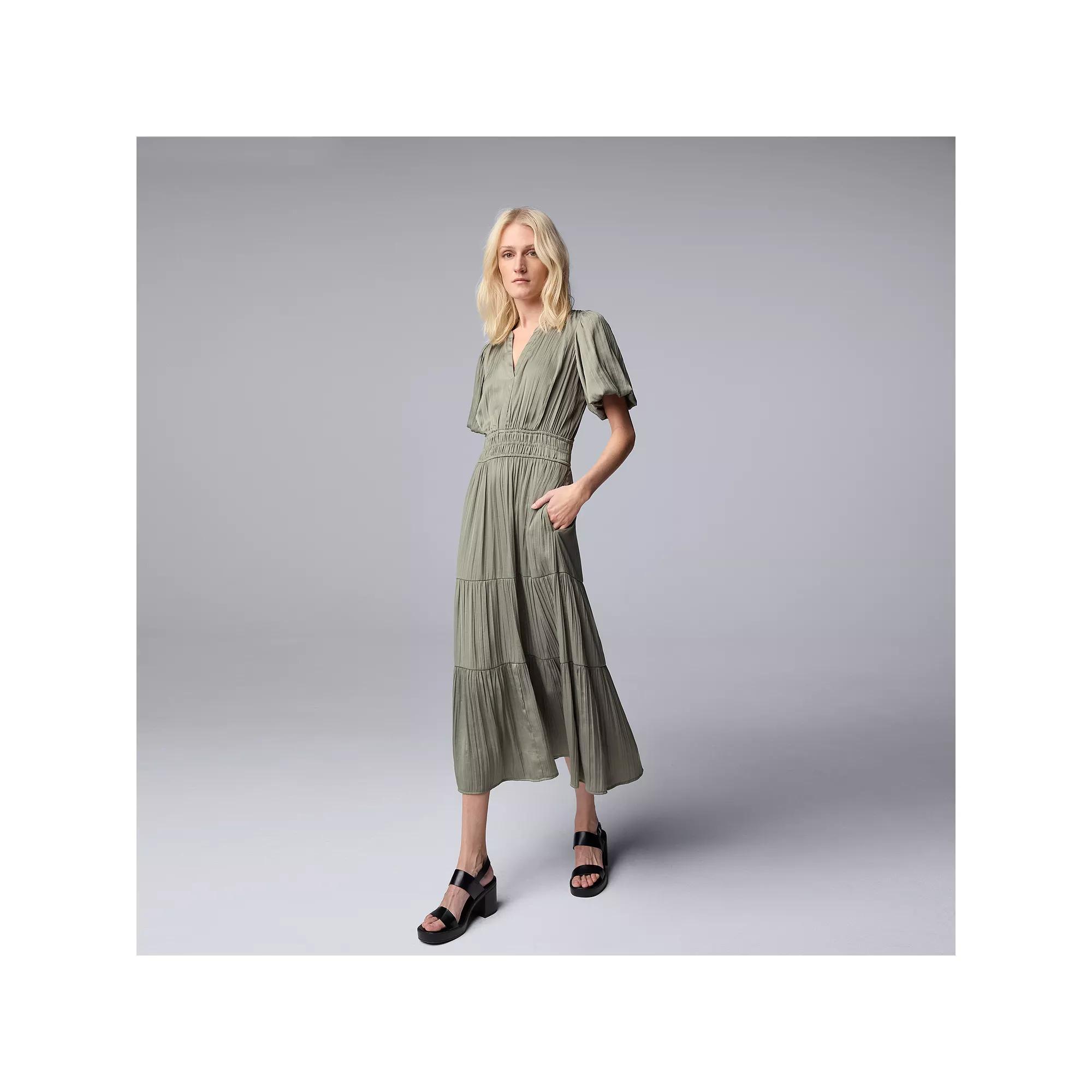 Women's Simply Vera Vera Wang Short Sleeve Maxi Dress, Size: XL, Erika Green Product Image