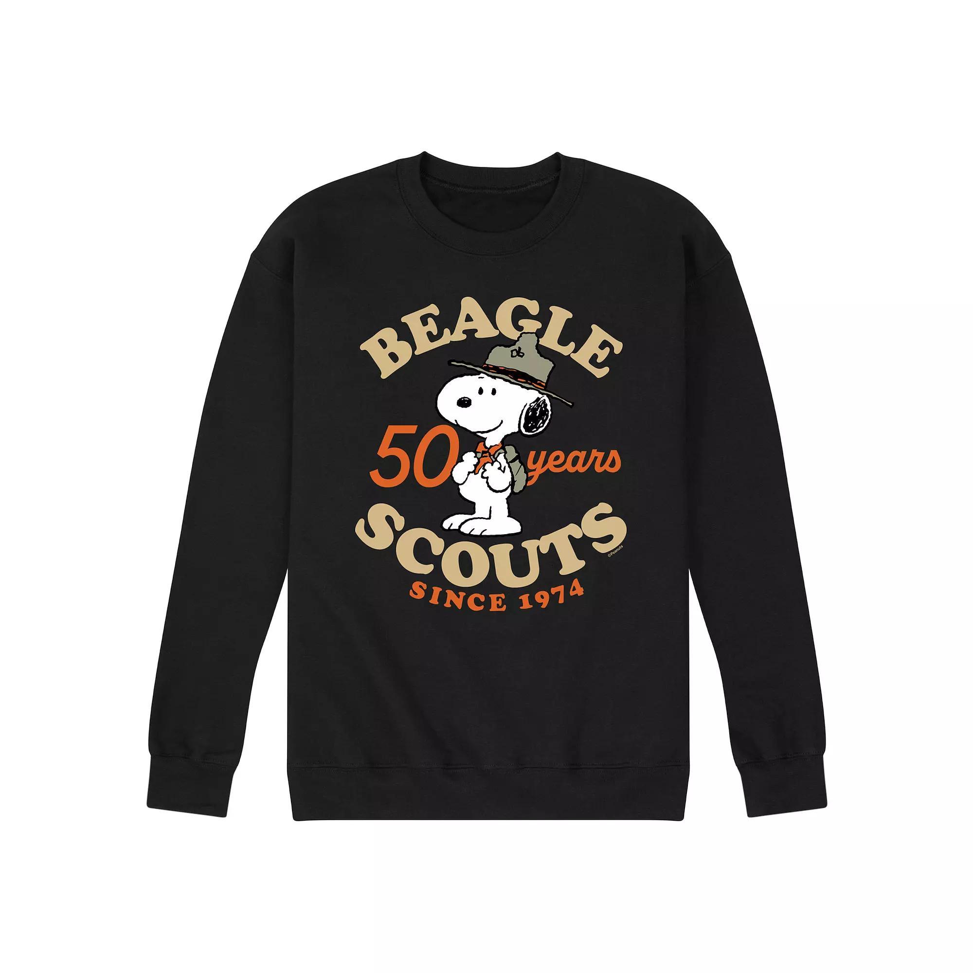 Mens Peanuts Beagle Scout 50 Year Badge Fleece Sweatshirt Product Image