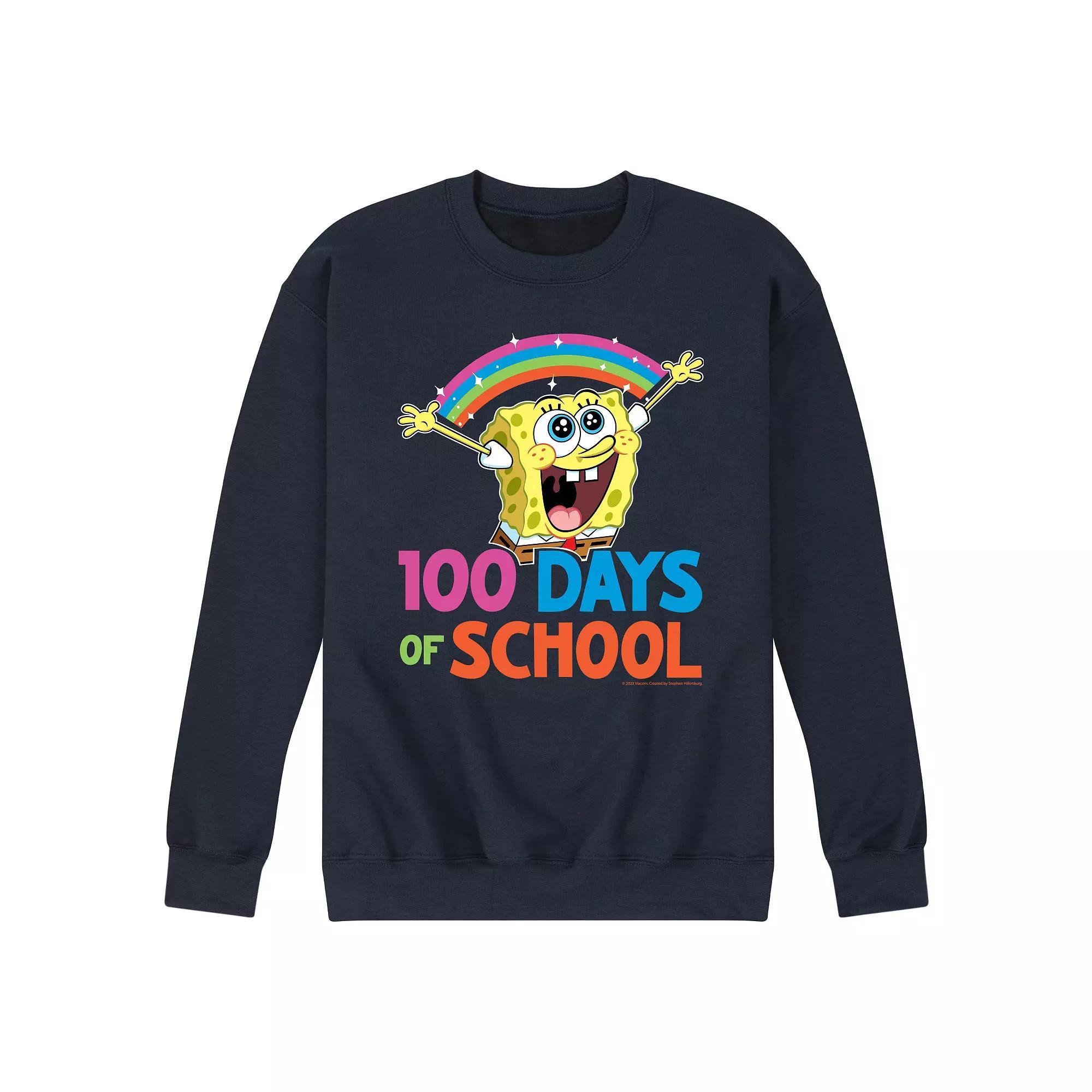 Mens SpongeBob SquarePants 100 Days Fleece Sweatshirt Blue Product Image