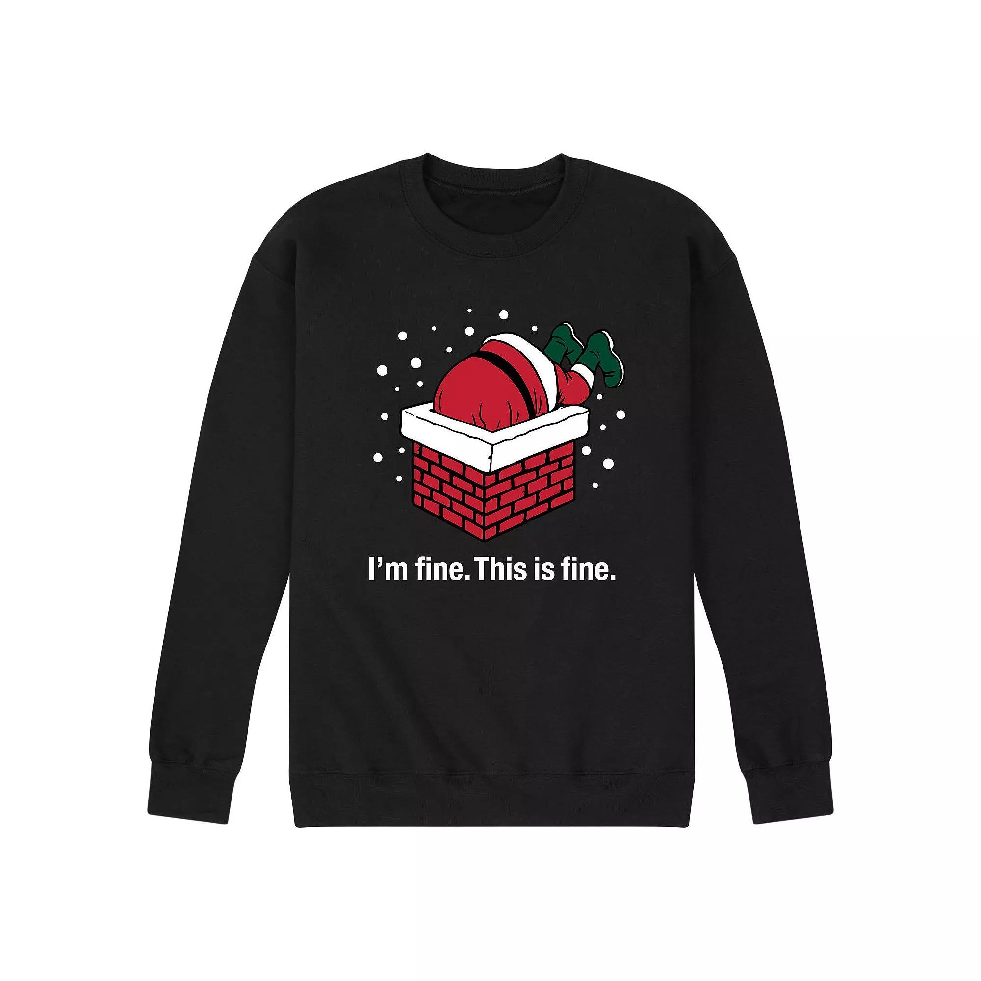 Men's Im 'Fine This Is Fine Santa Sweatshirt, Size: XXL, Black Product Image