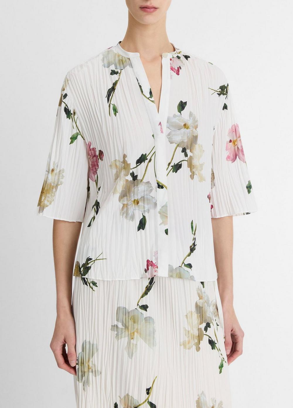 Wilted Peony Pleated Blouse Product Image