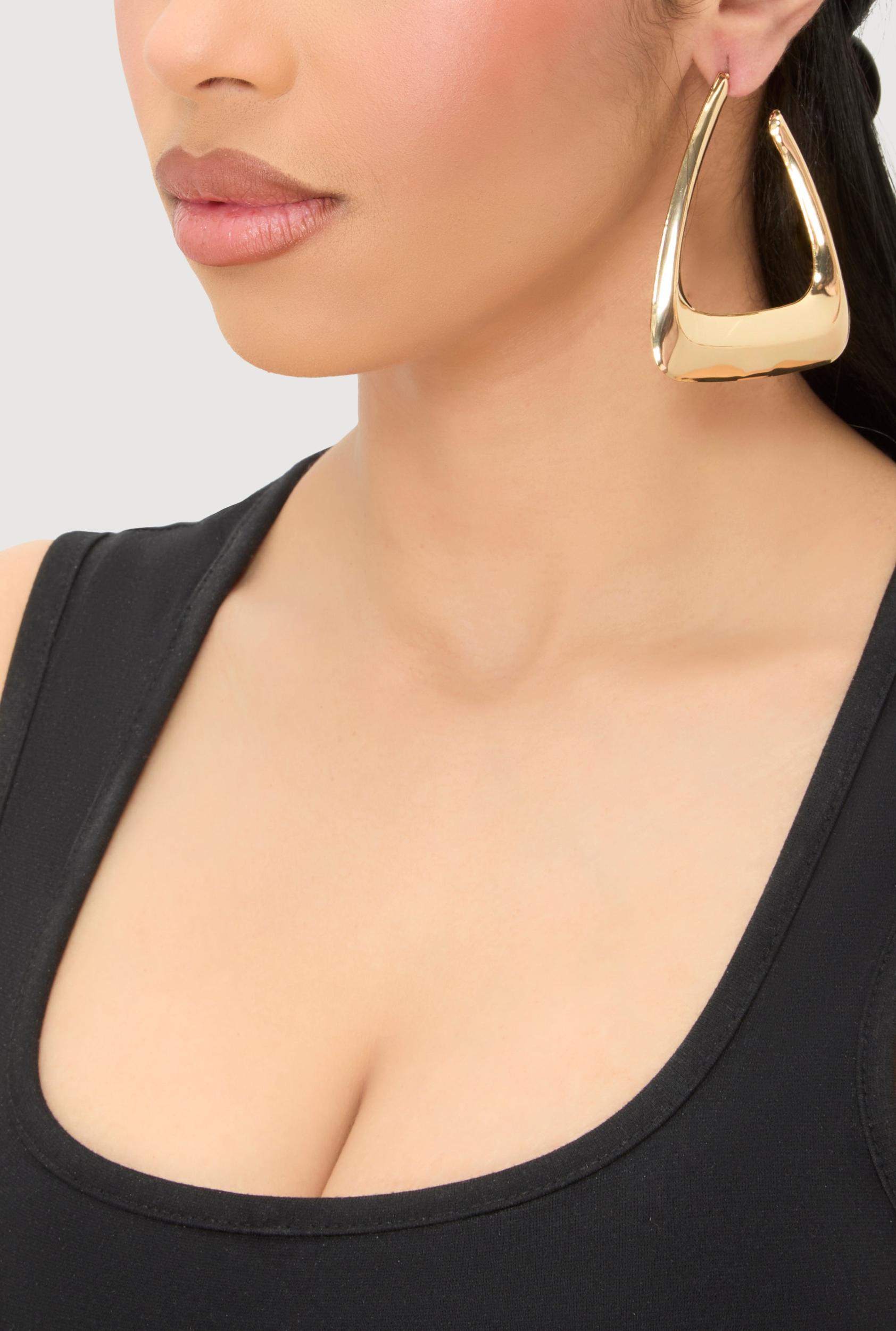 Metallic Puff Heart Necklace and Drop Earrings Set Female Product Image