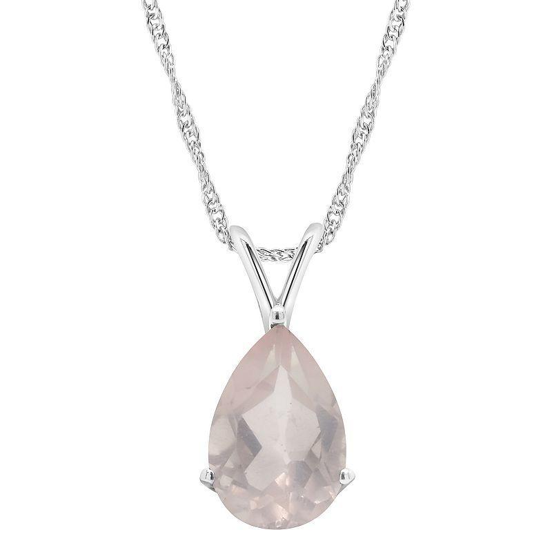 Alyson Layne Sterling Silver Rose Quartz Teardrop Pendant Necklace, Womens Product Image