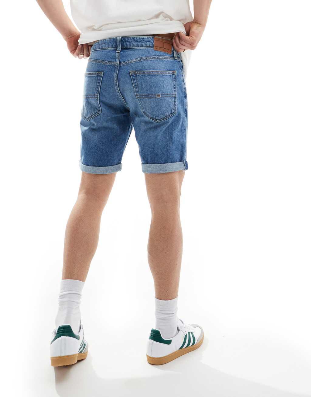 Tommy Jeans Scanton slim denim shorts in mid wash Product Image
