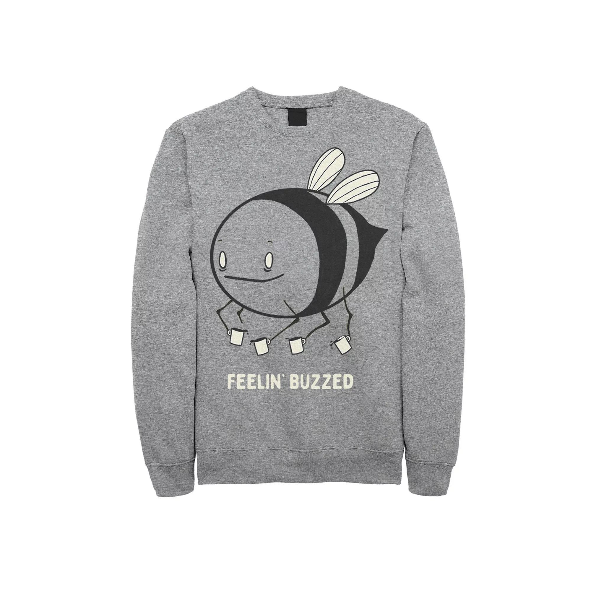 Men's Feelin' Buzzed Coffee Bee Fleece Pullover, Size: Large, Athletic Grey Product Image