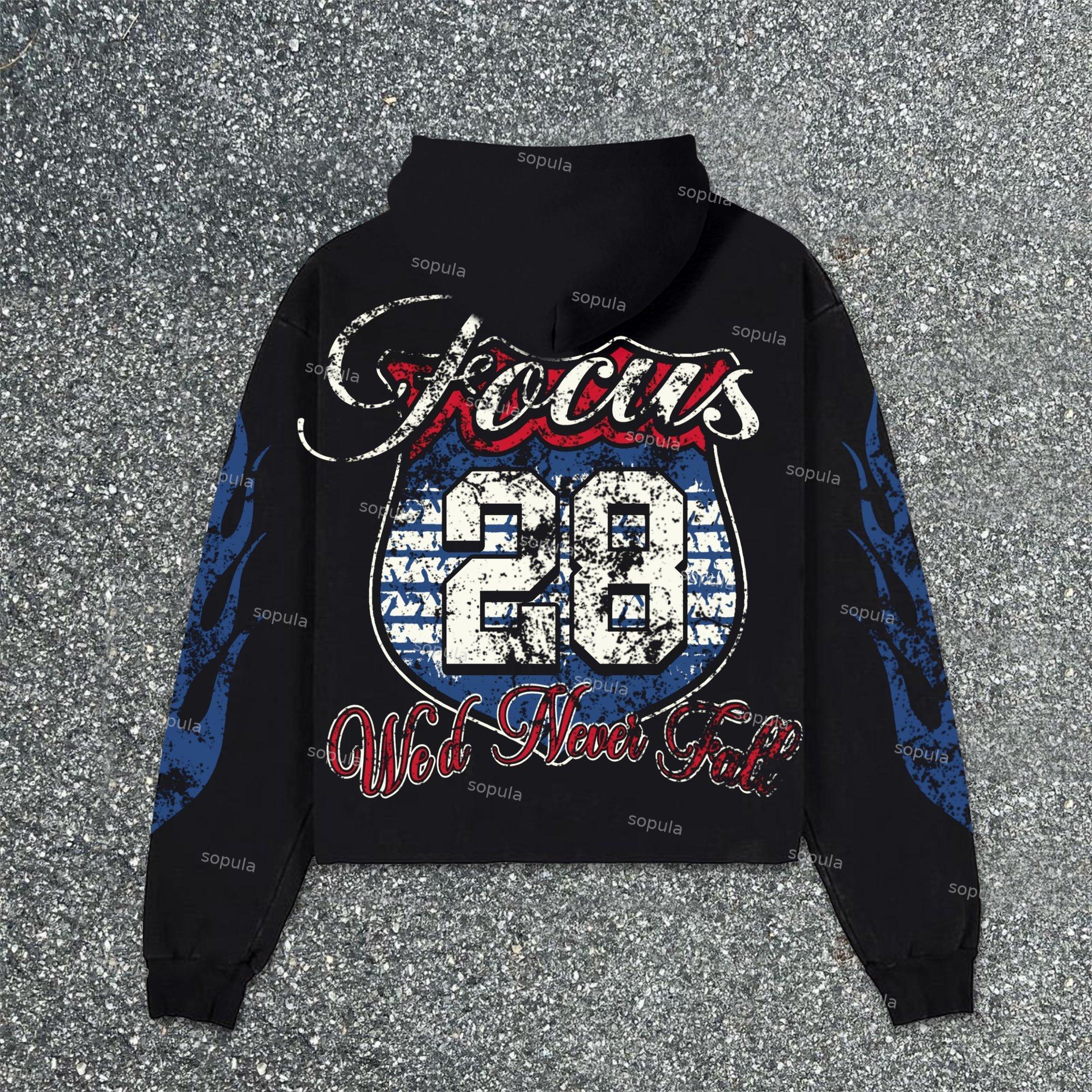 Sopula Focus On Retro Old Printed Graphics Pocketless Hoodie Product Image