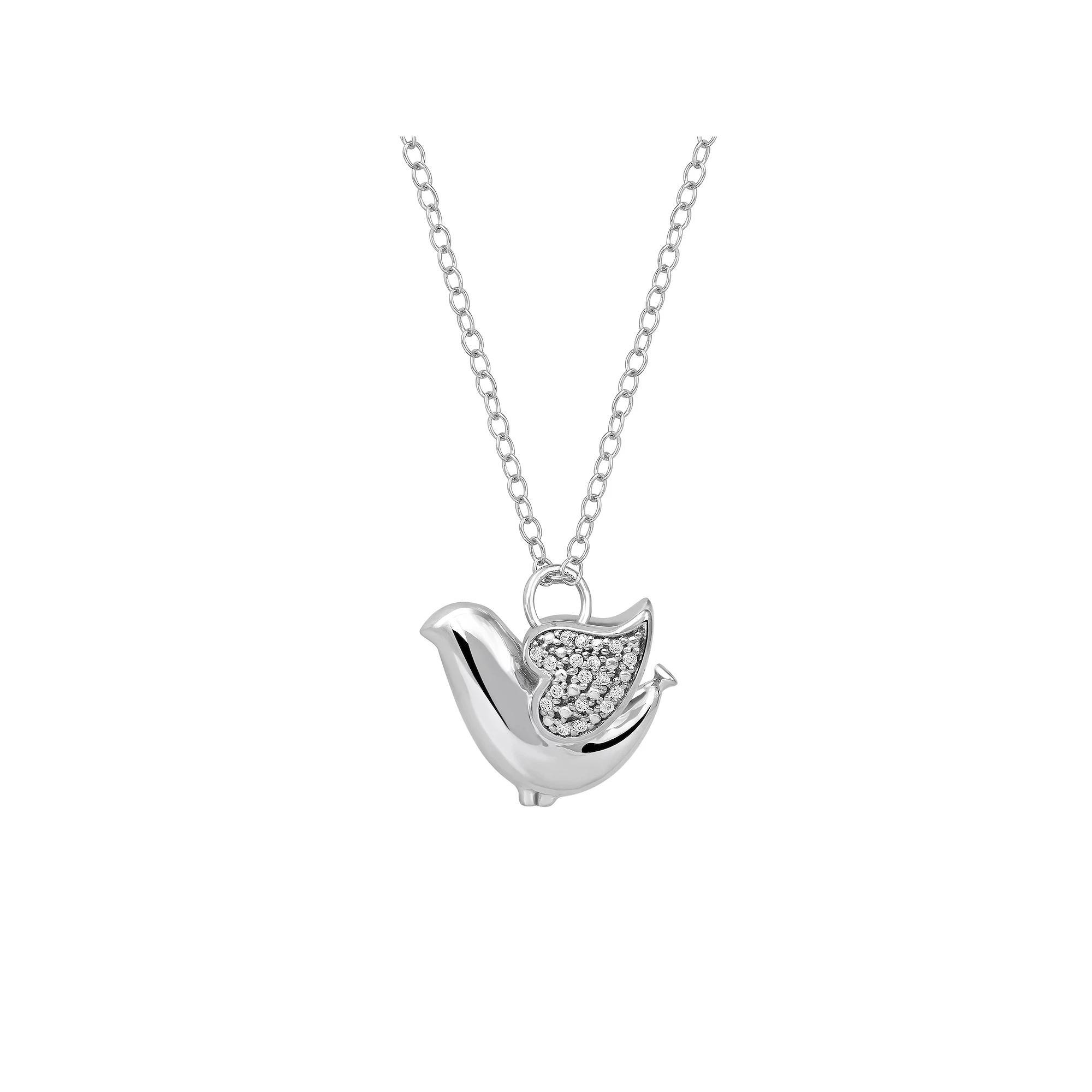 DeCouer Diamond Accent Bird Pendant Necklace, Women's, Size: 18", Silver Tone Product Image