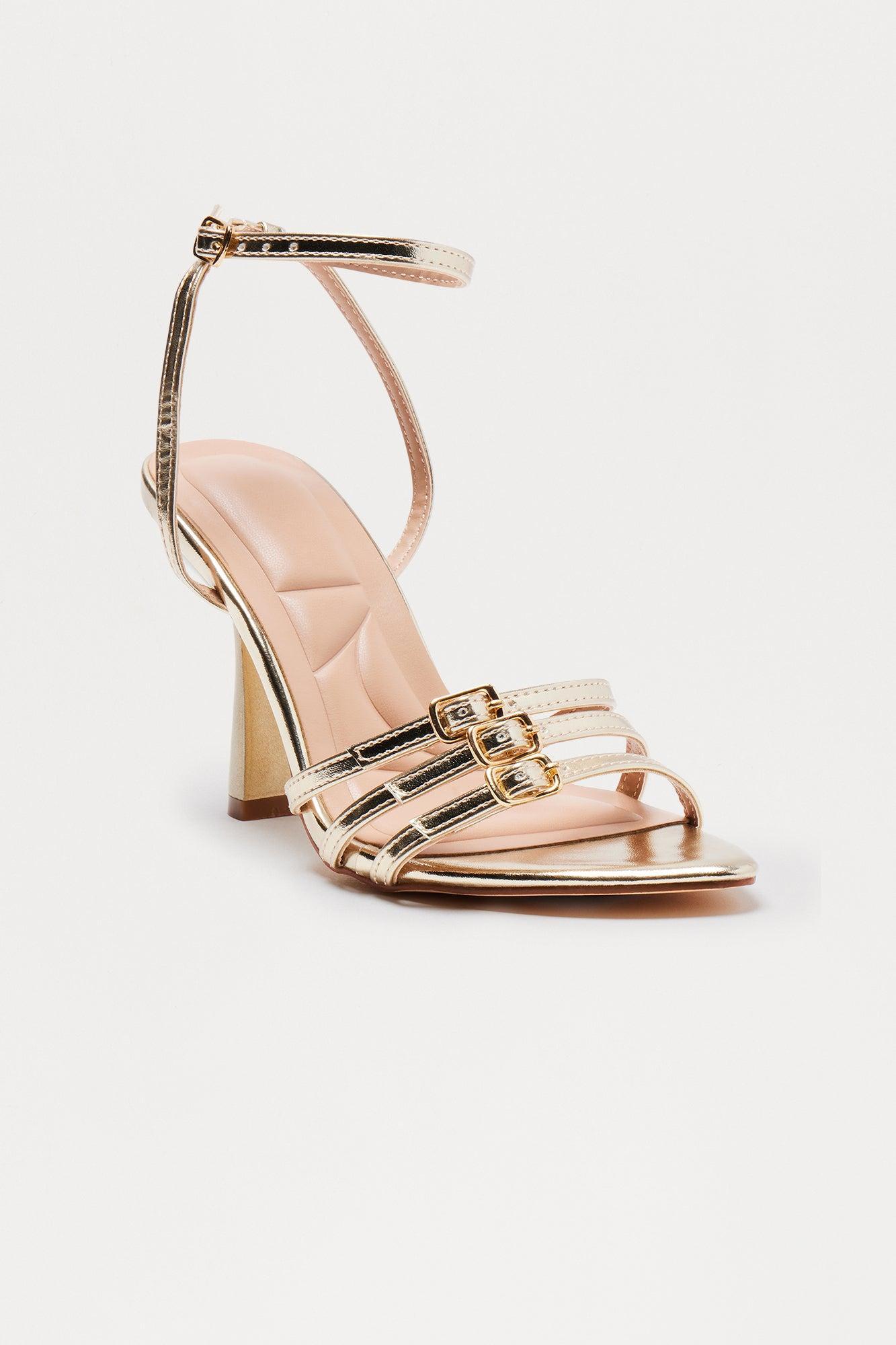 Anira Buckle Stiletto Heels - Gold Product Image