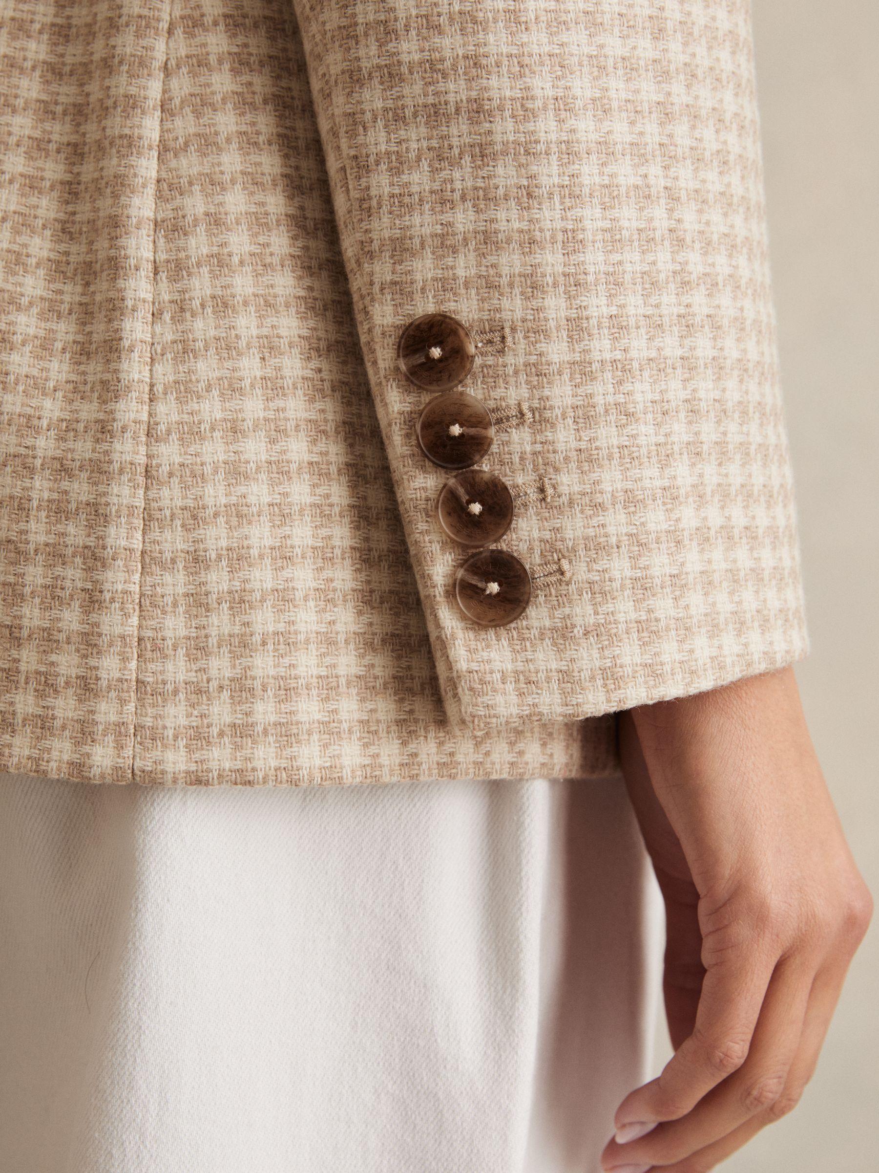 Double Breasted Check Blazer With Wool in Neutral Check Product Image